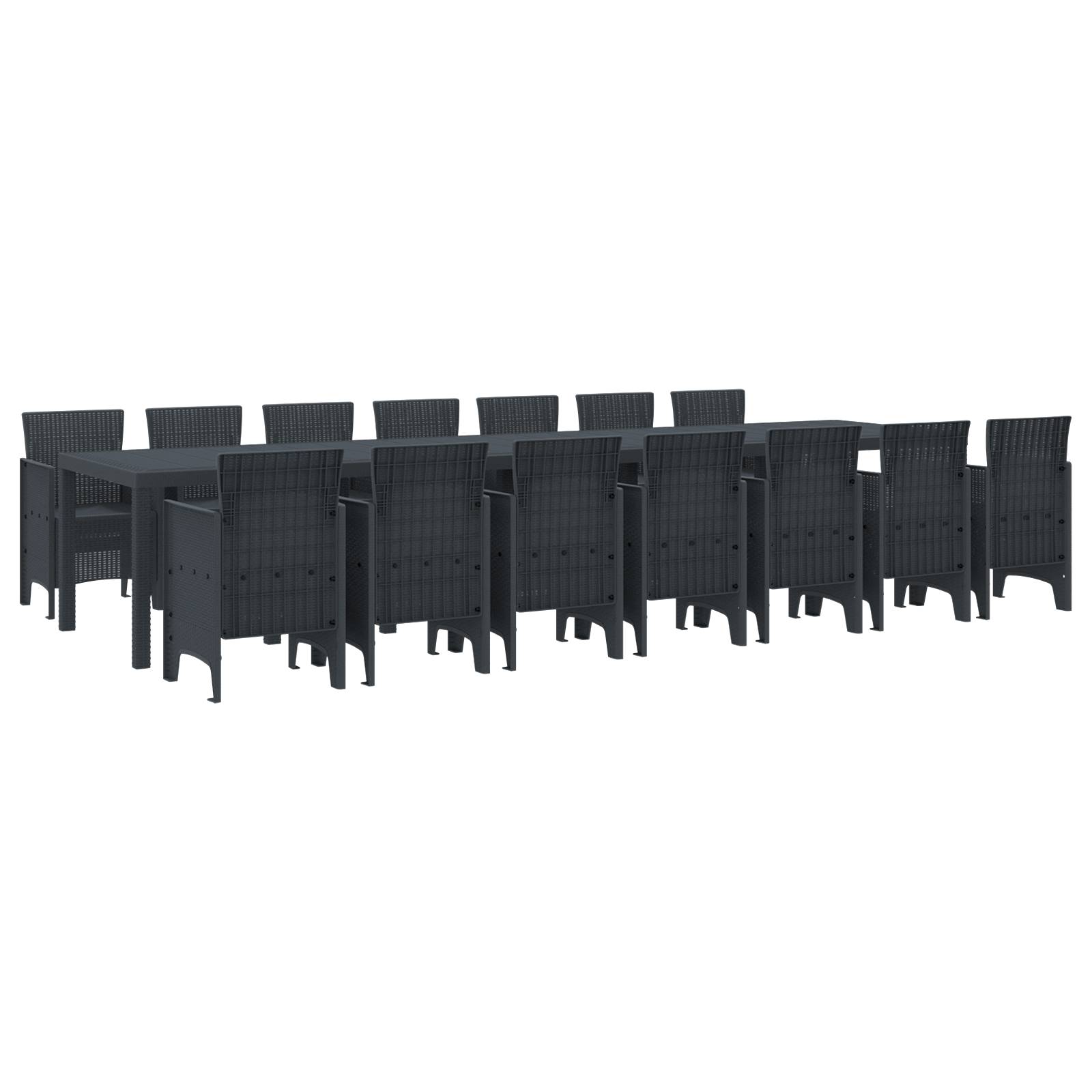 vidaXL 15-teiliges Garten Essset Anthrazit Poly Rattan
