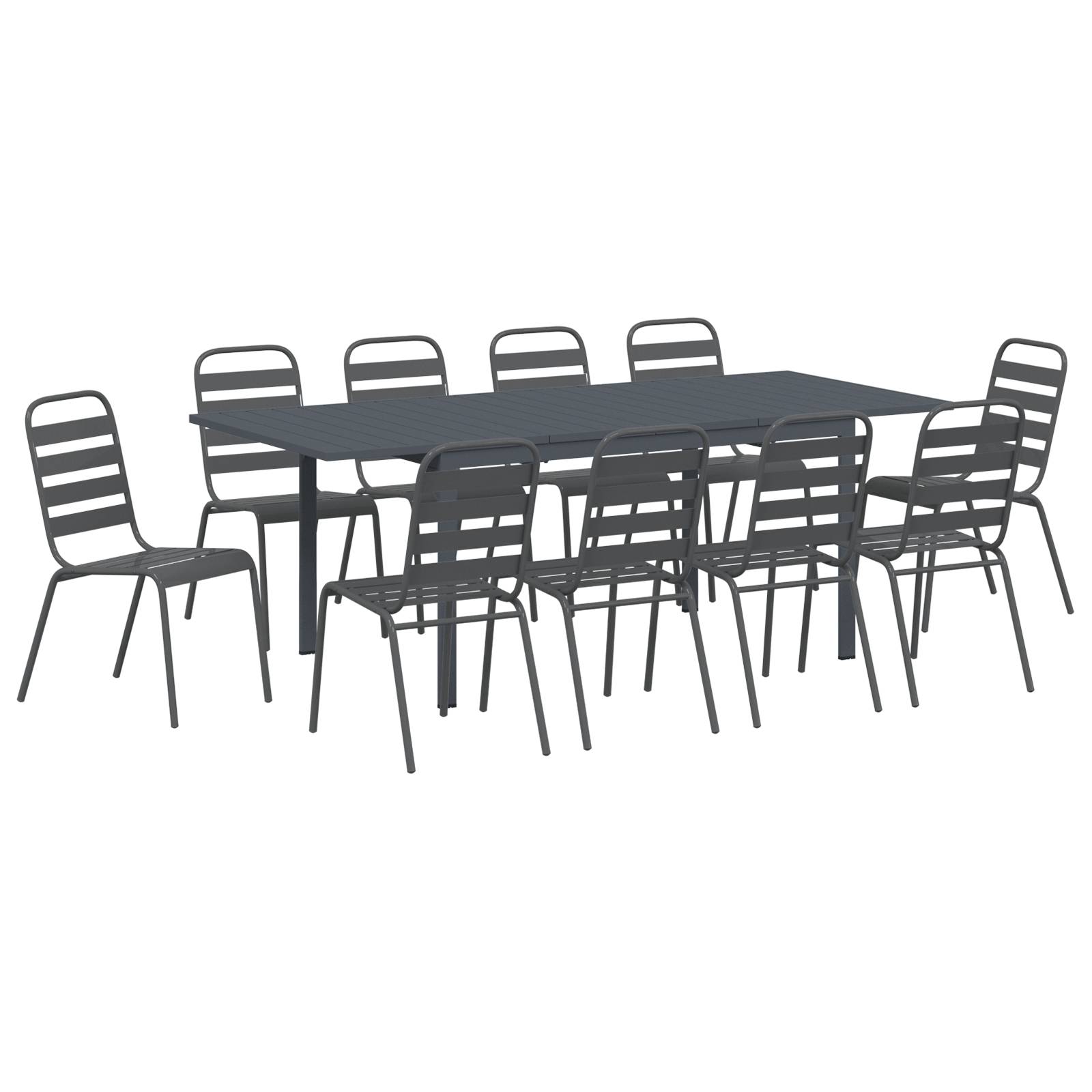 vidaXL 11-teiliges Garten-Dining-Set Anthrazit Stahl
