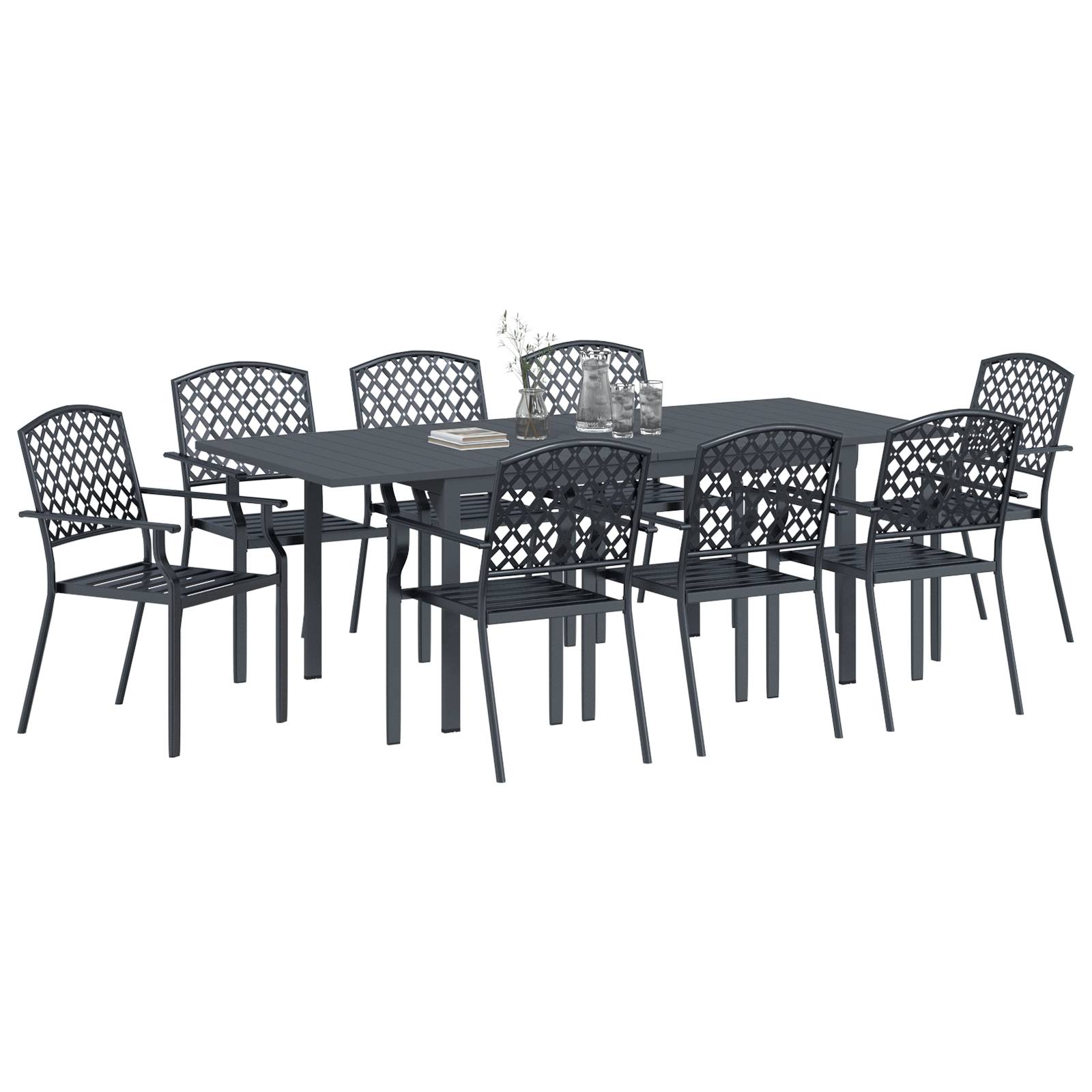 vidaXL 9-teiliges Gartenmöbel Set Anthrazit Stahl