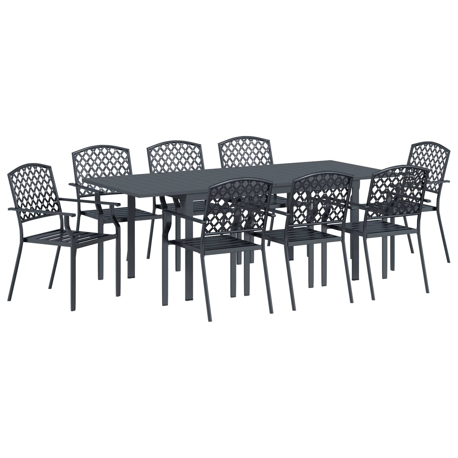 vidaXL 9-teiliges Gartenmöbel Set Anthrazit Stahl