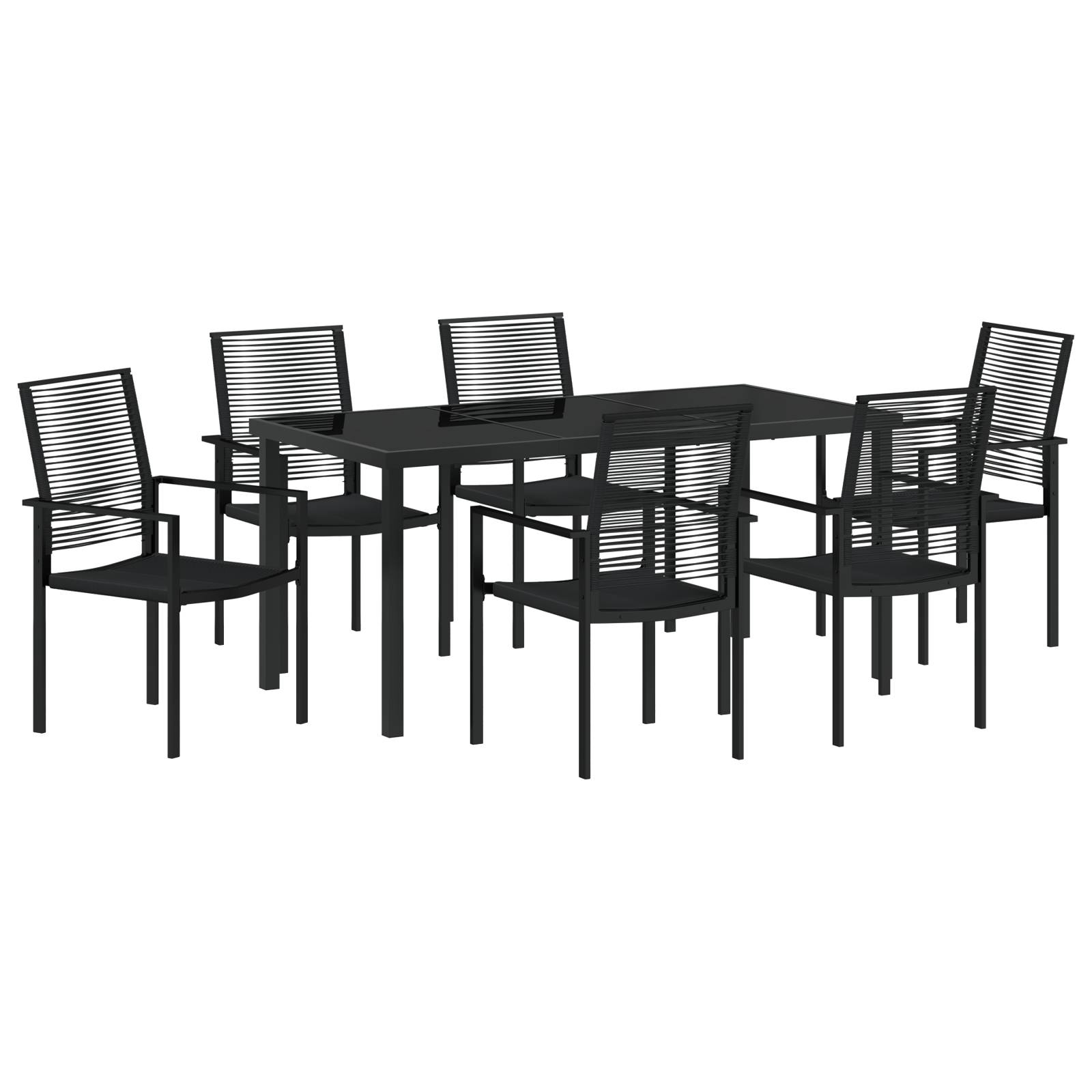 vidaXL 7-tlg. Garten-Essgruppe Schwarz PVC-Rattan
