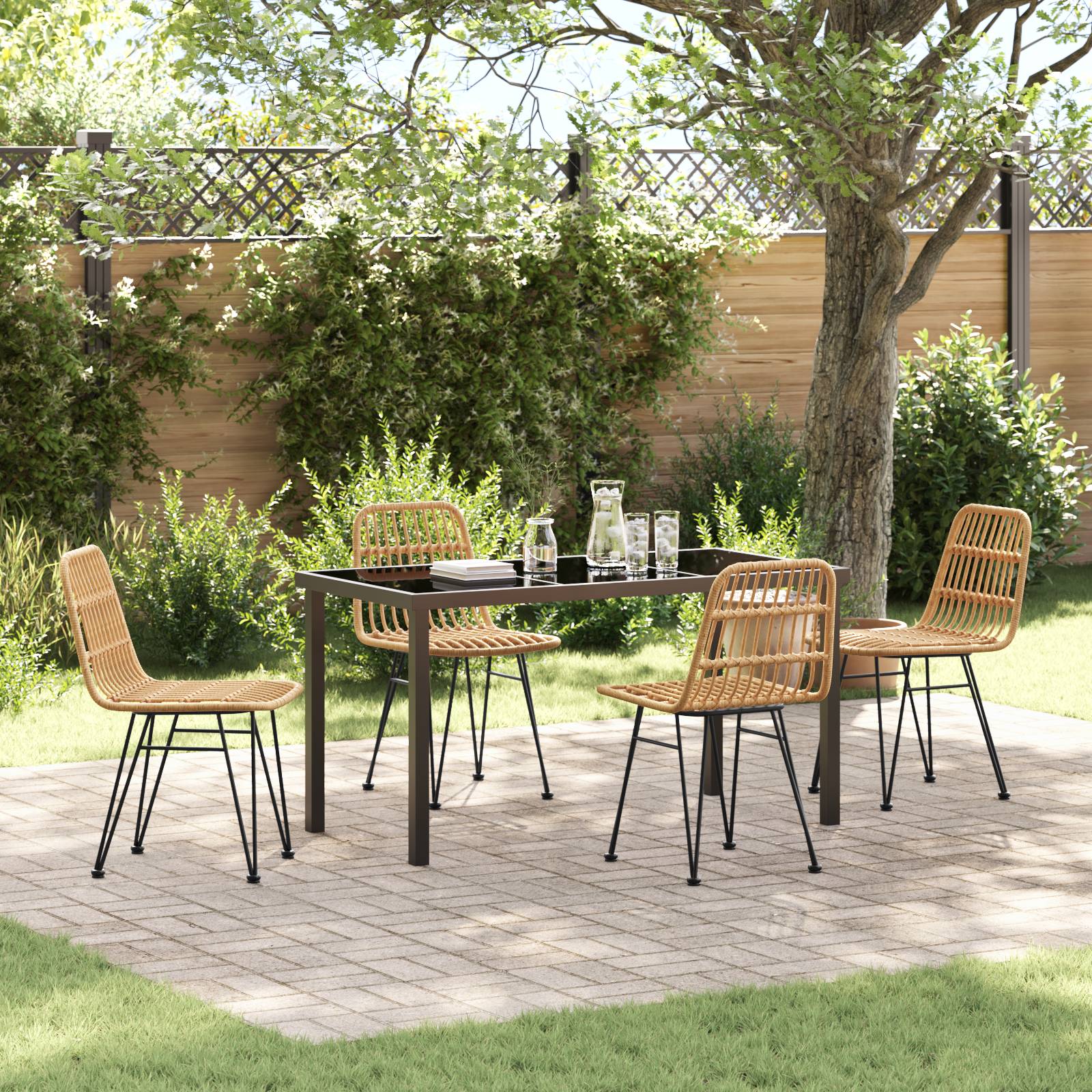 vidaXL 5-teiliges Garten-Essplatz-Set braun Poly Rattan
