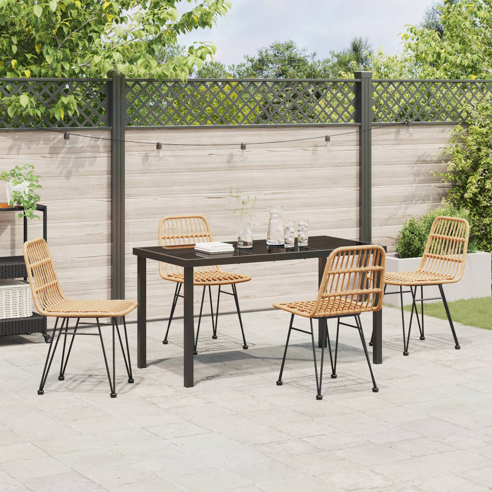 vidaXL 5-teiliges Garten-Essplatz-Set braun Poly Rattan