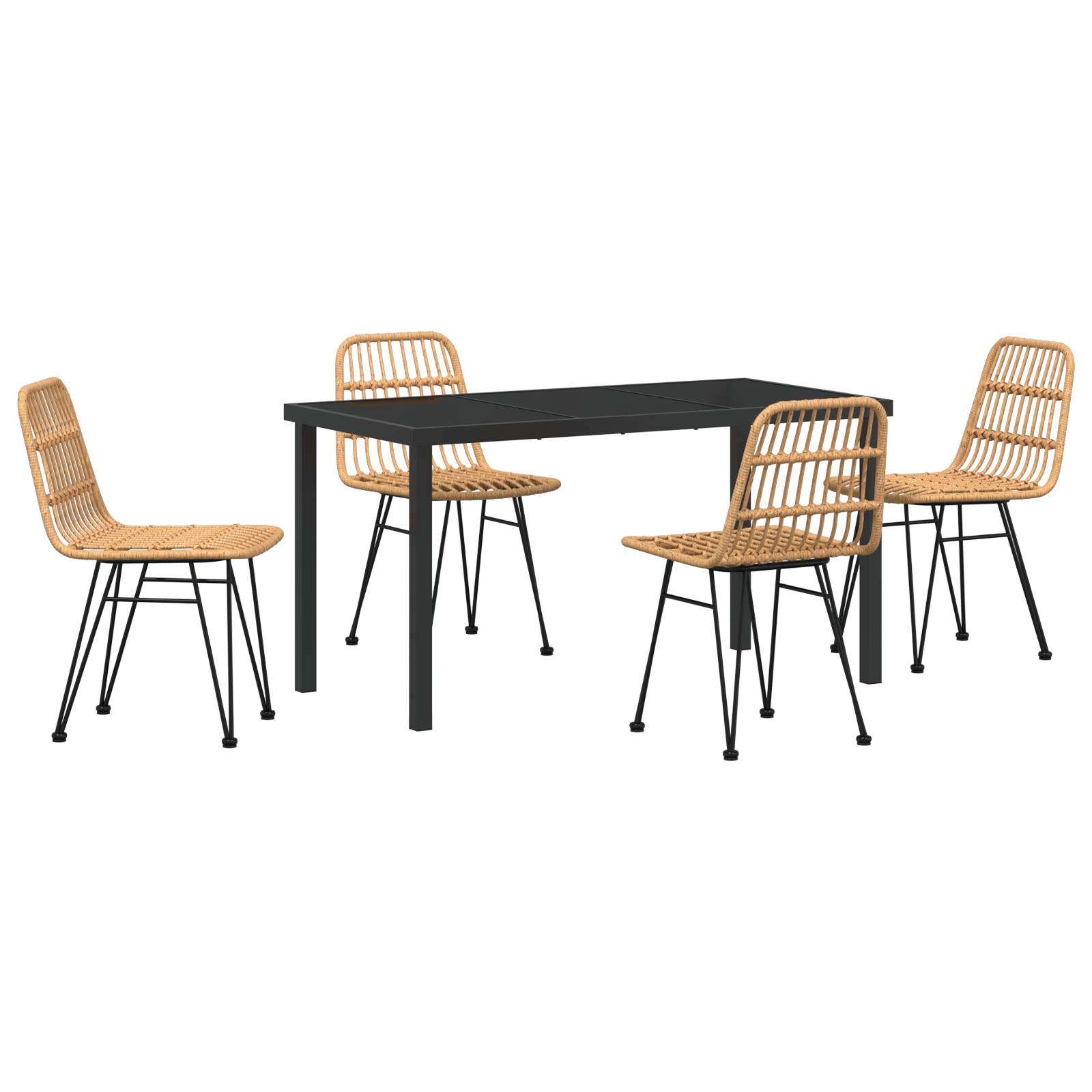 vidaXL 5-teiliges Garten-Essplatz-Set braun Poly Rattan