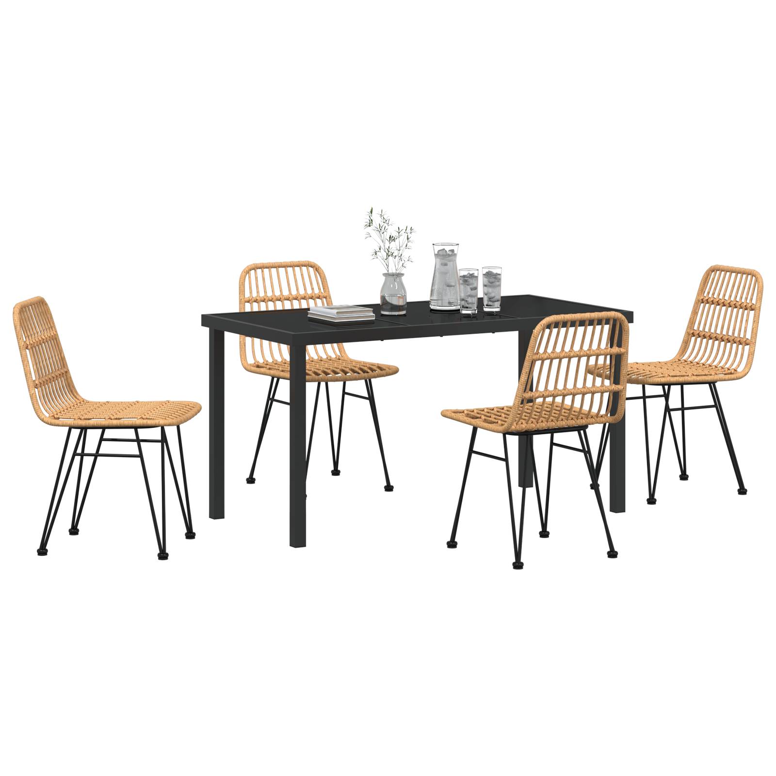 vidaXL 5-teiliges Garten-Essplatz-Set braun Poly Rattan