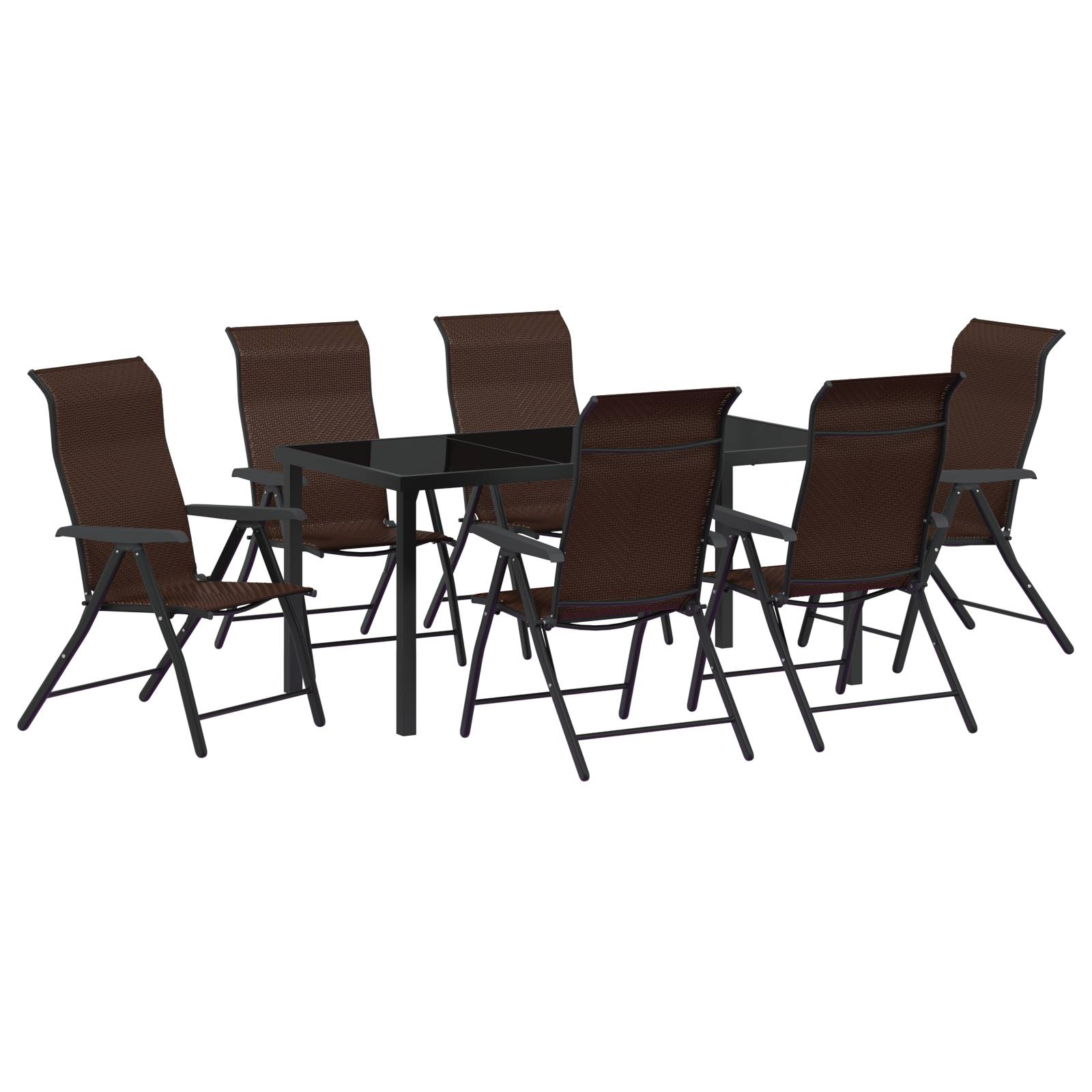 vidaXL 7-teiliges Garten-Esszimmer-Set Braun Poly-Rattan