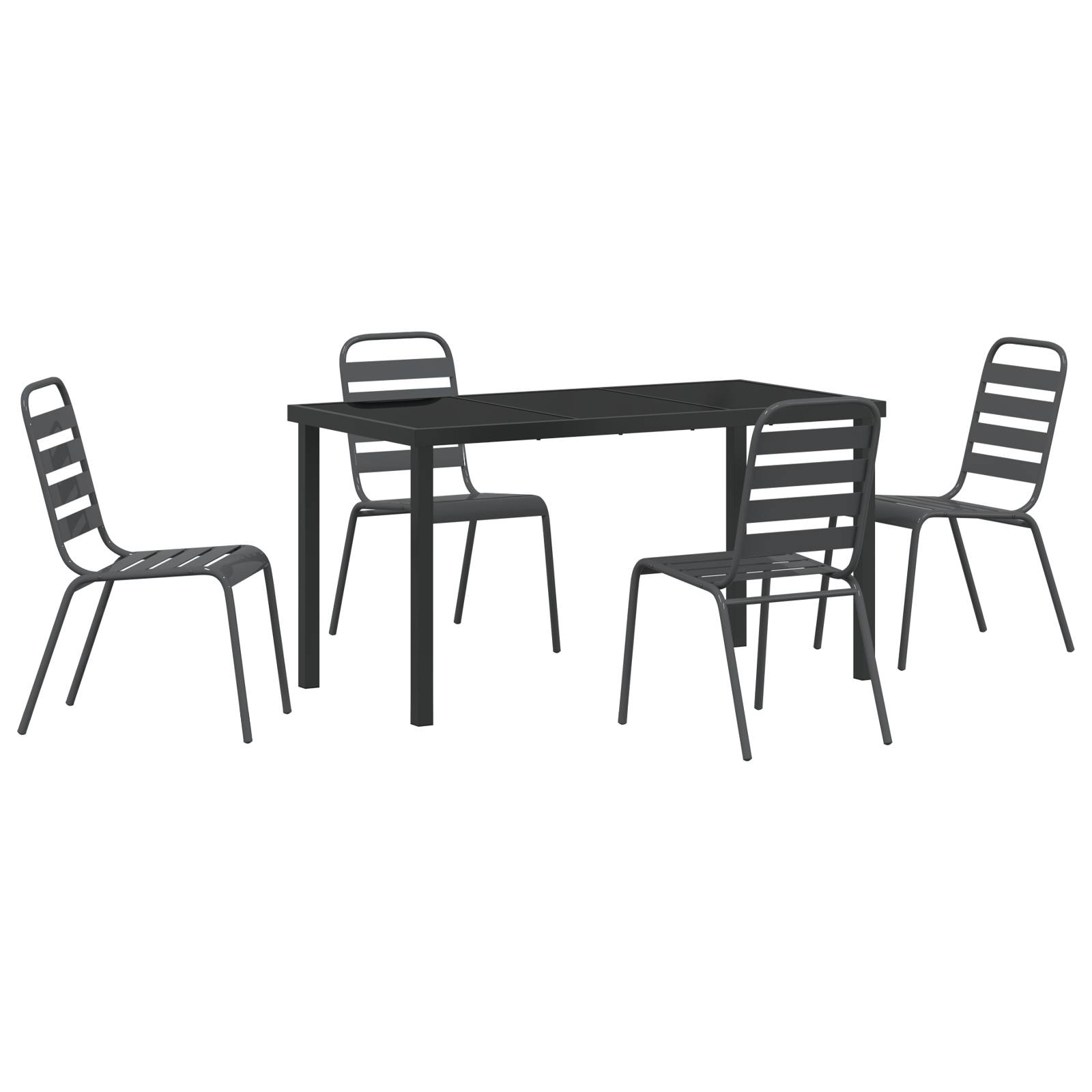 vidaXL 5-teiliges Garten-Essset Dunkelgrauer Stahl