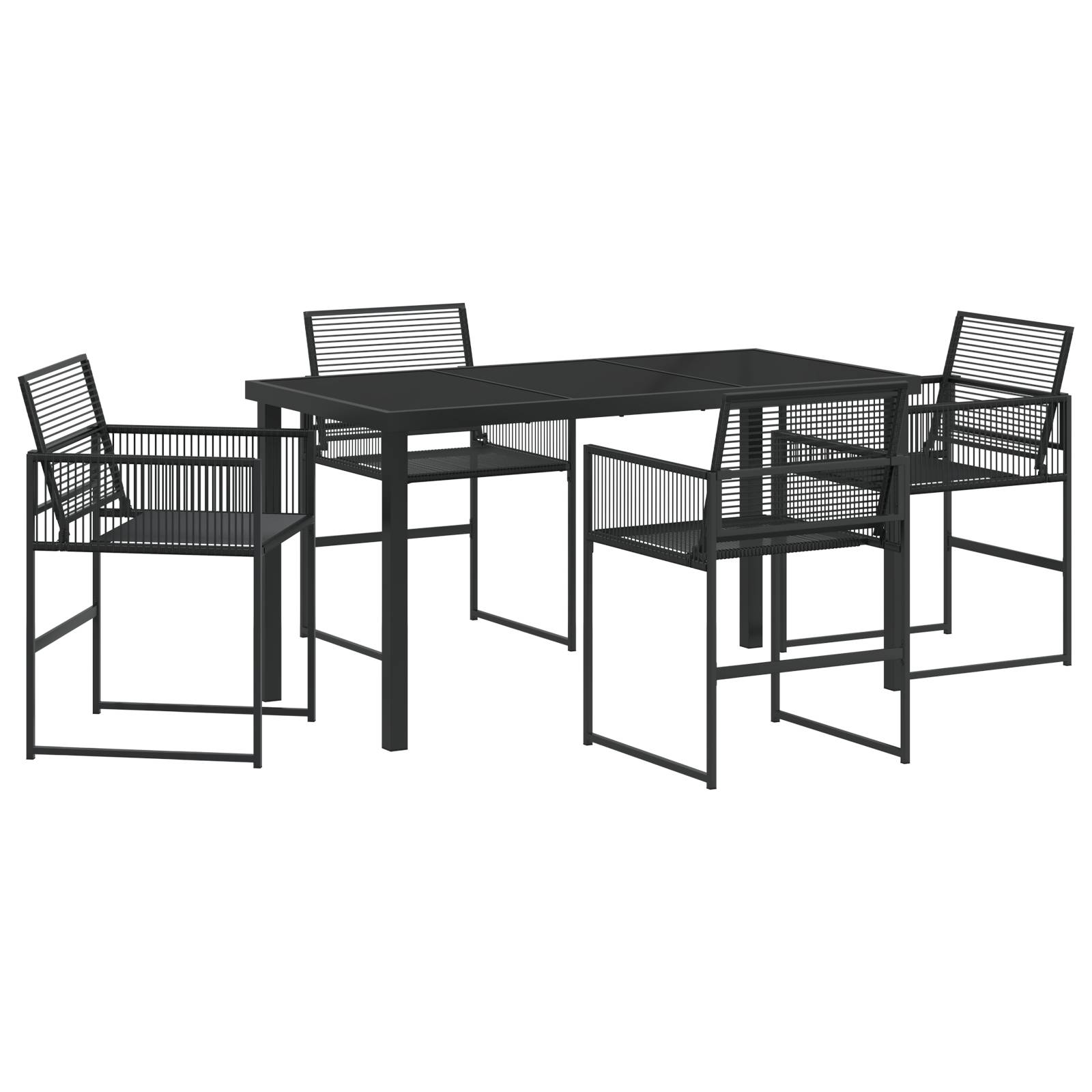vidaXL 5-teiliges Garten-Ess-Set Schwarzes Poly-Rattan