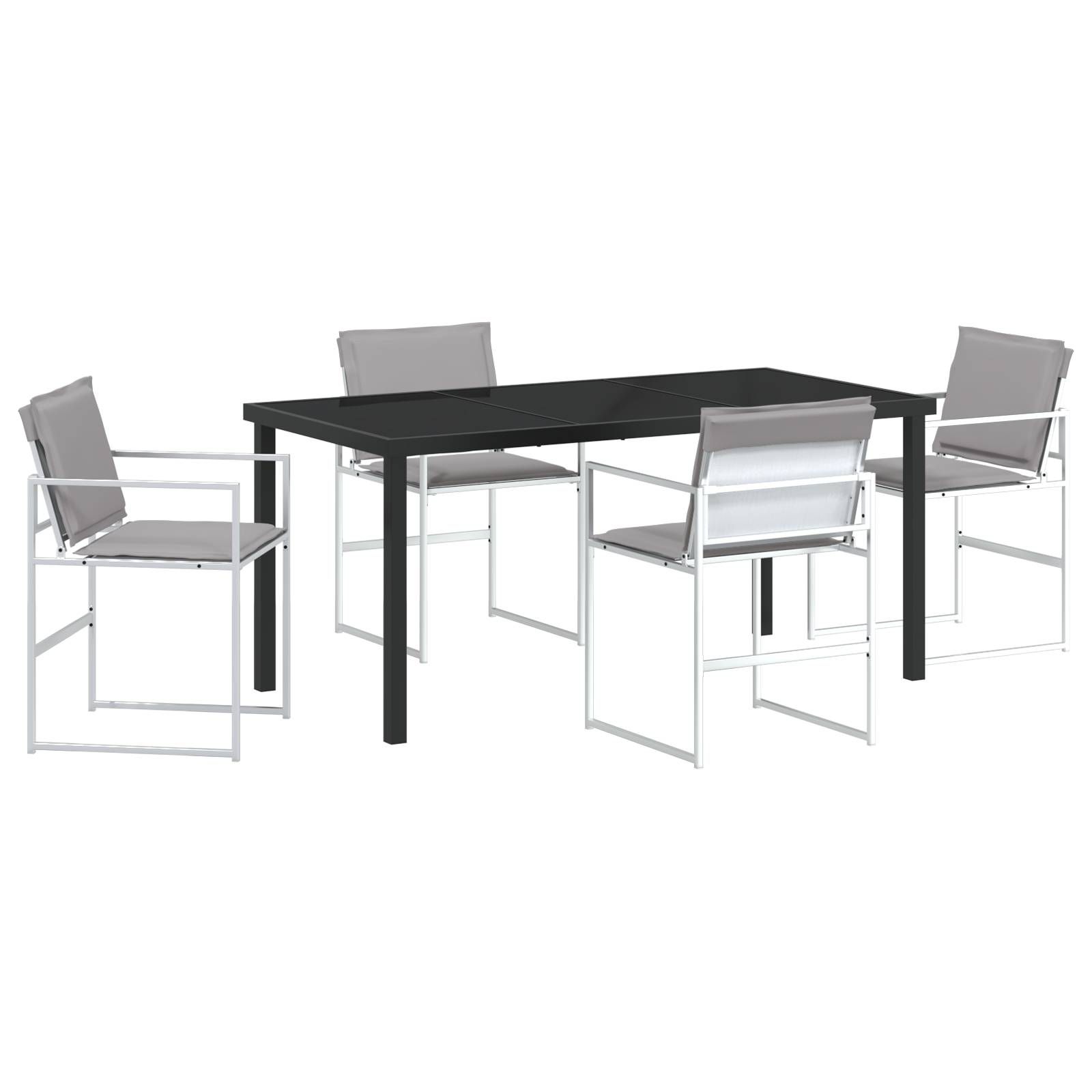 vidaXL 5-teiliges Garten-Esszimmer-Set mit Kissen in Weiß, Textilene und Stahl
