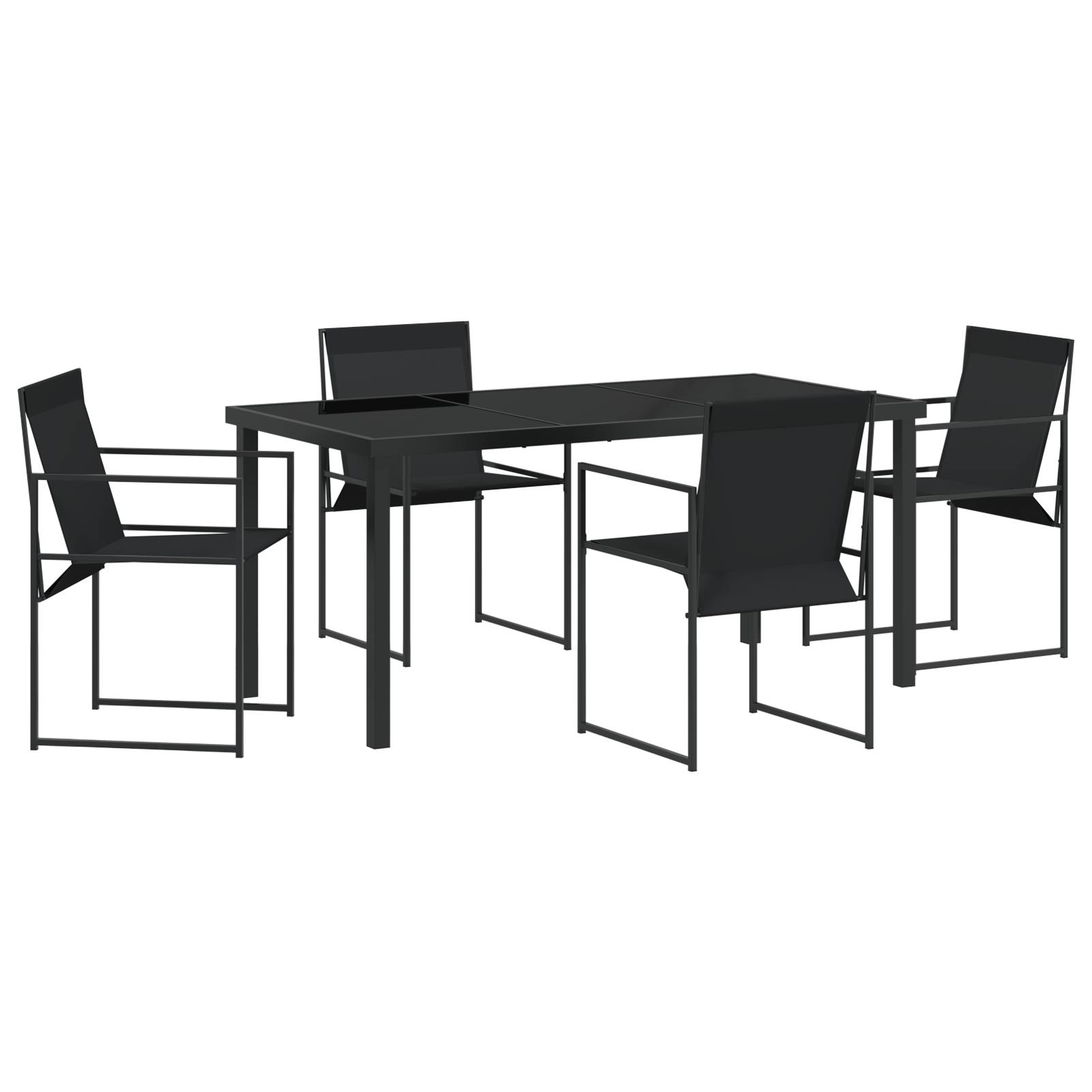 vidaXL 5-teiliges Garten-Essset Schwarz Textilene und Stahl