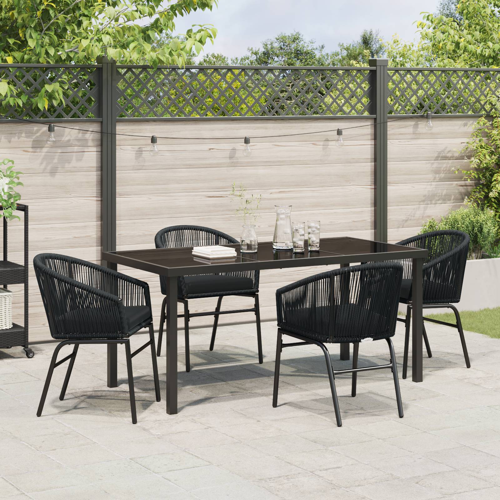 vidaXL 5-teiliges Gartenset - Schwarzes Poly-Rattan