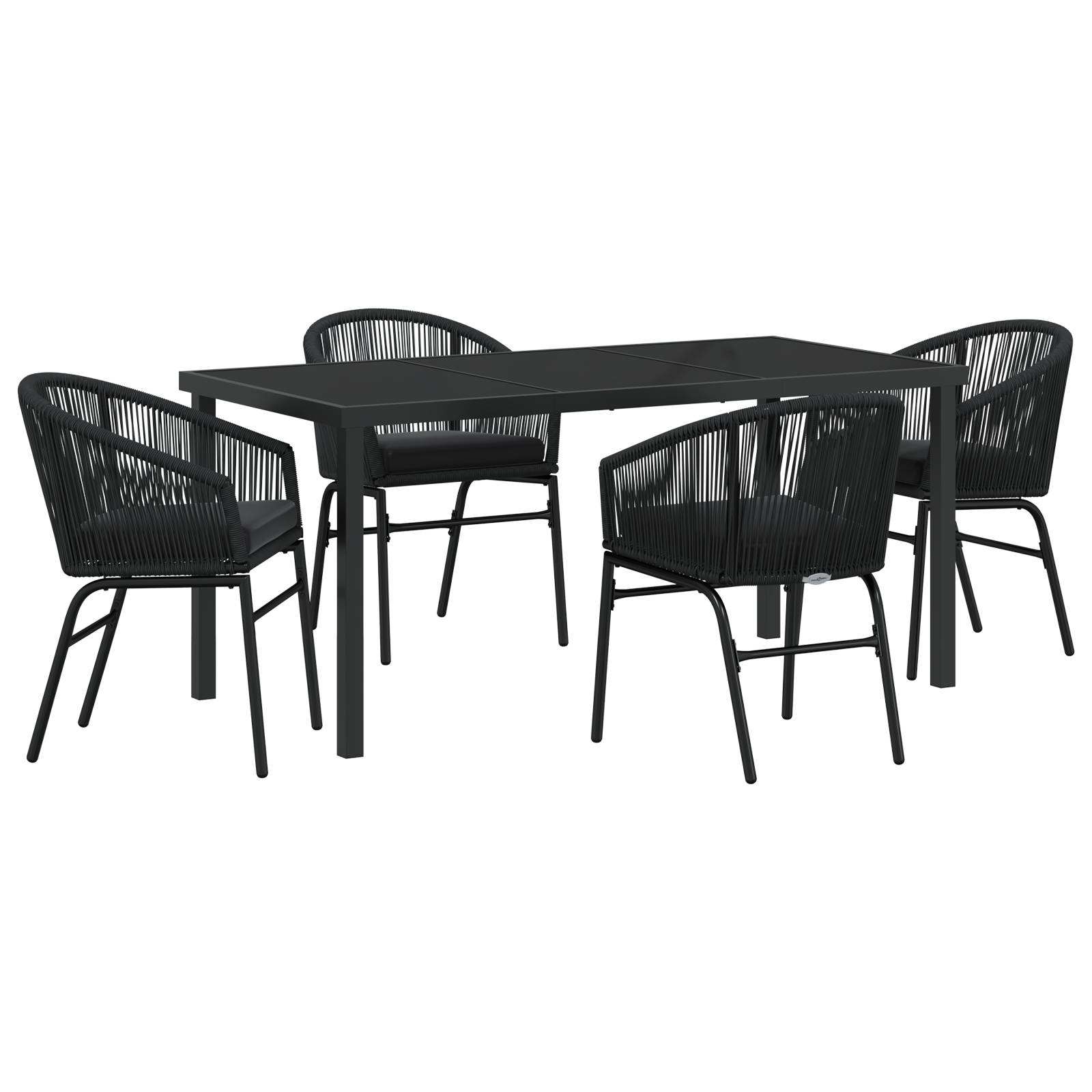 vidaXL 5-teiliges Gartenset - Schwarzes Poly-Rattan