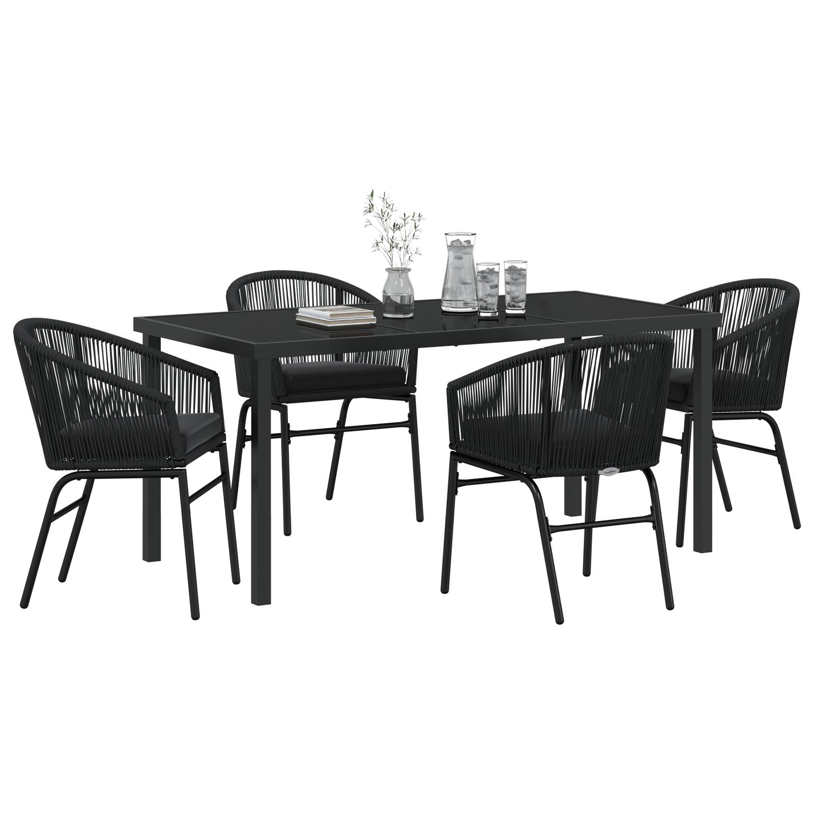 vidaXL 5-teiliges Gartenset - Schwarzes Poly-Rattan
