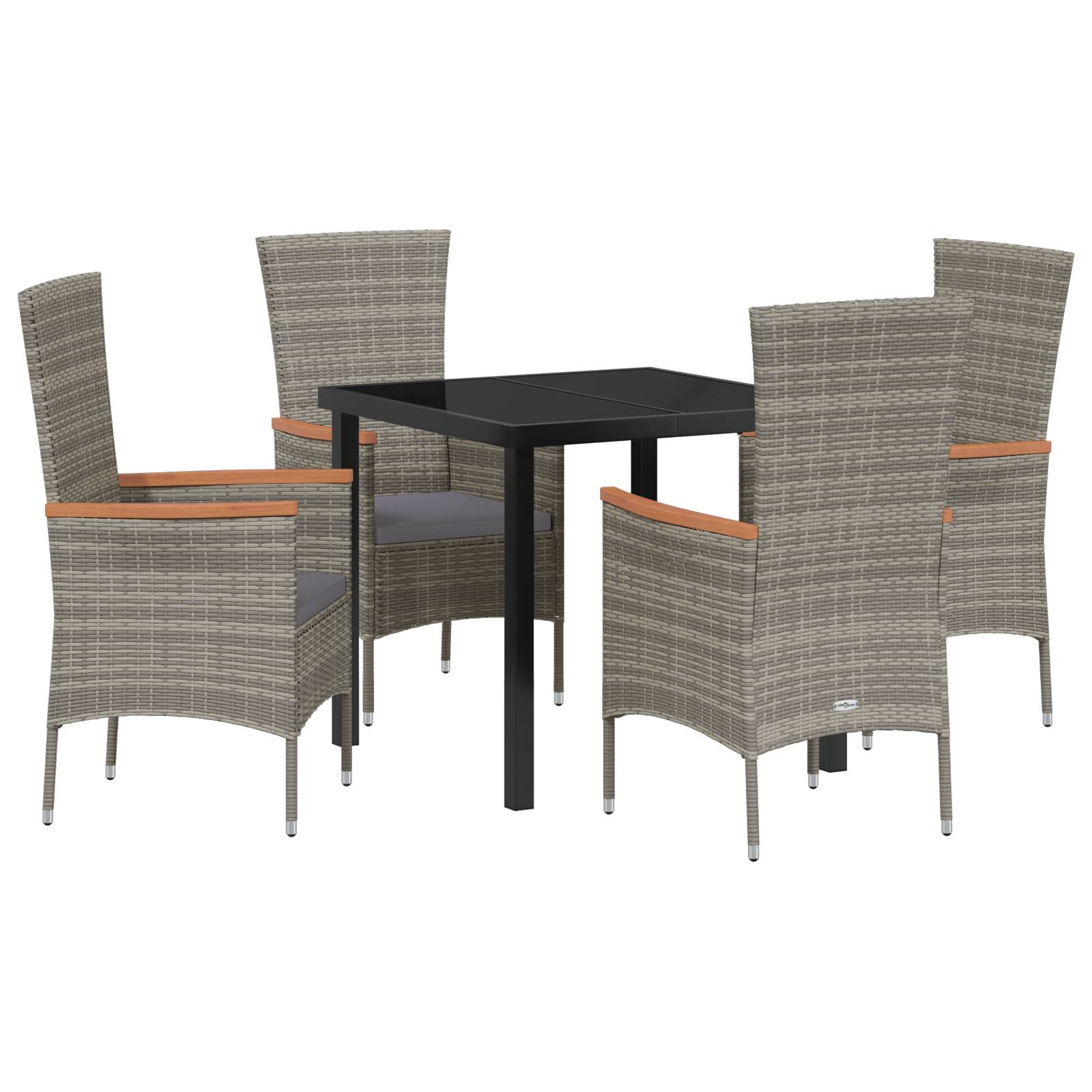vidaXL 5-teilige Garten-Essgruppe mit Kissen grau Poly-Rattan