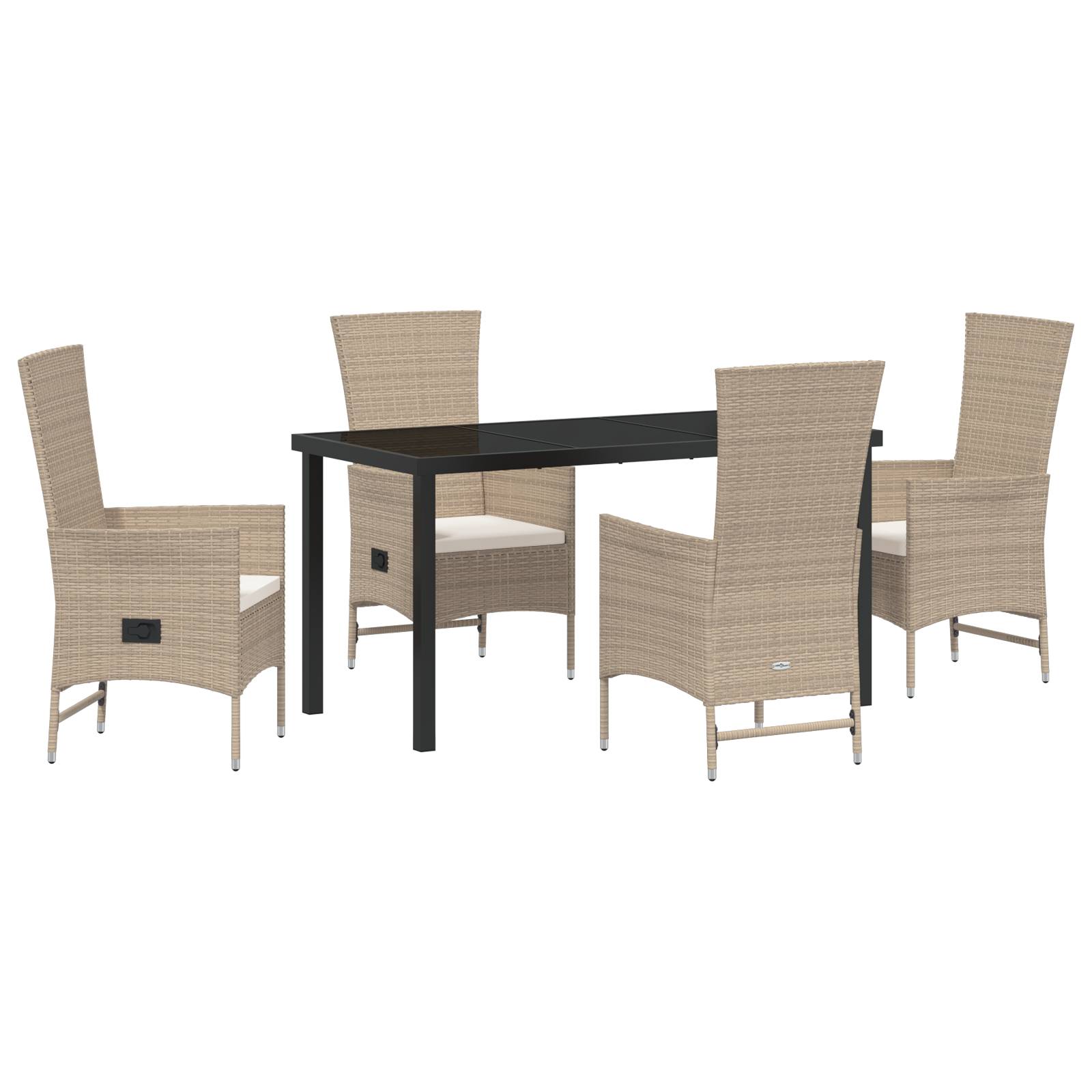 vidaXL 5-teiliges Garten-Ess-Set mit Kissen Beige Poly-Rattan