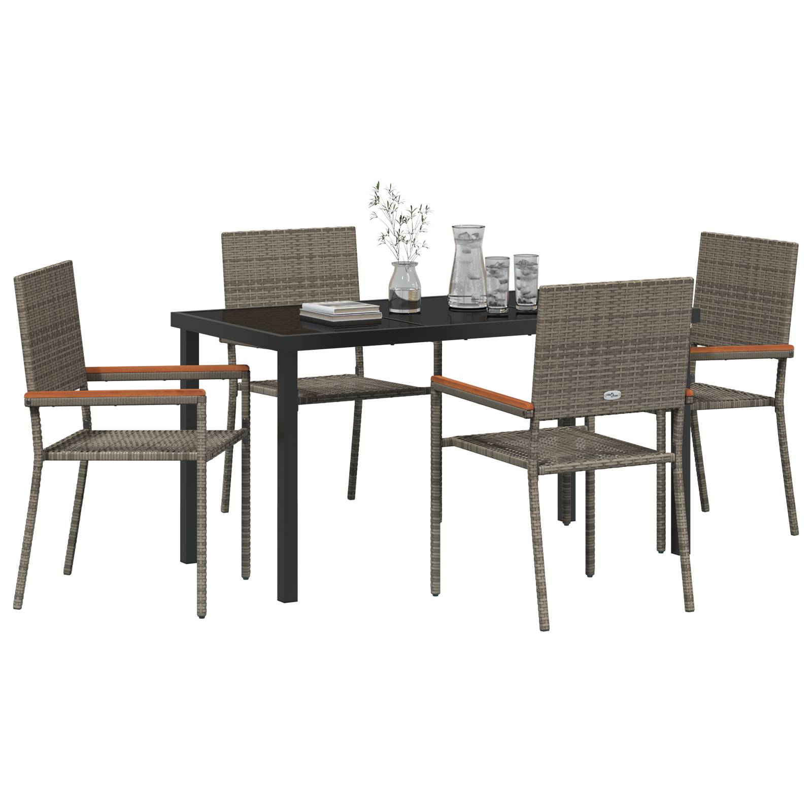 vidaXL 5-teiliges Garten-Essset Grau Poly-Rattan