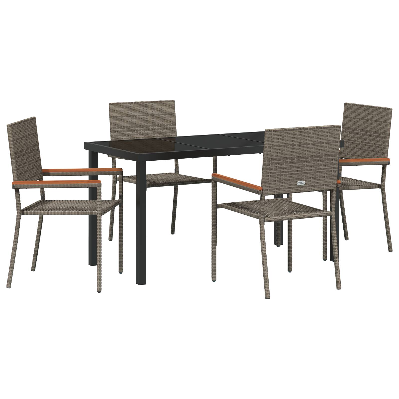 vidaXL 5-teiliges Garten-Essset Grau Poly-Rattan