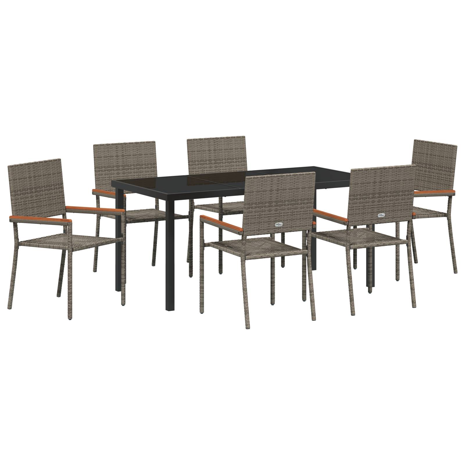 vidaXL 7-teiliges Garten Essset Grau Poly Rattan