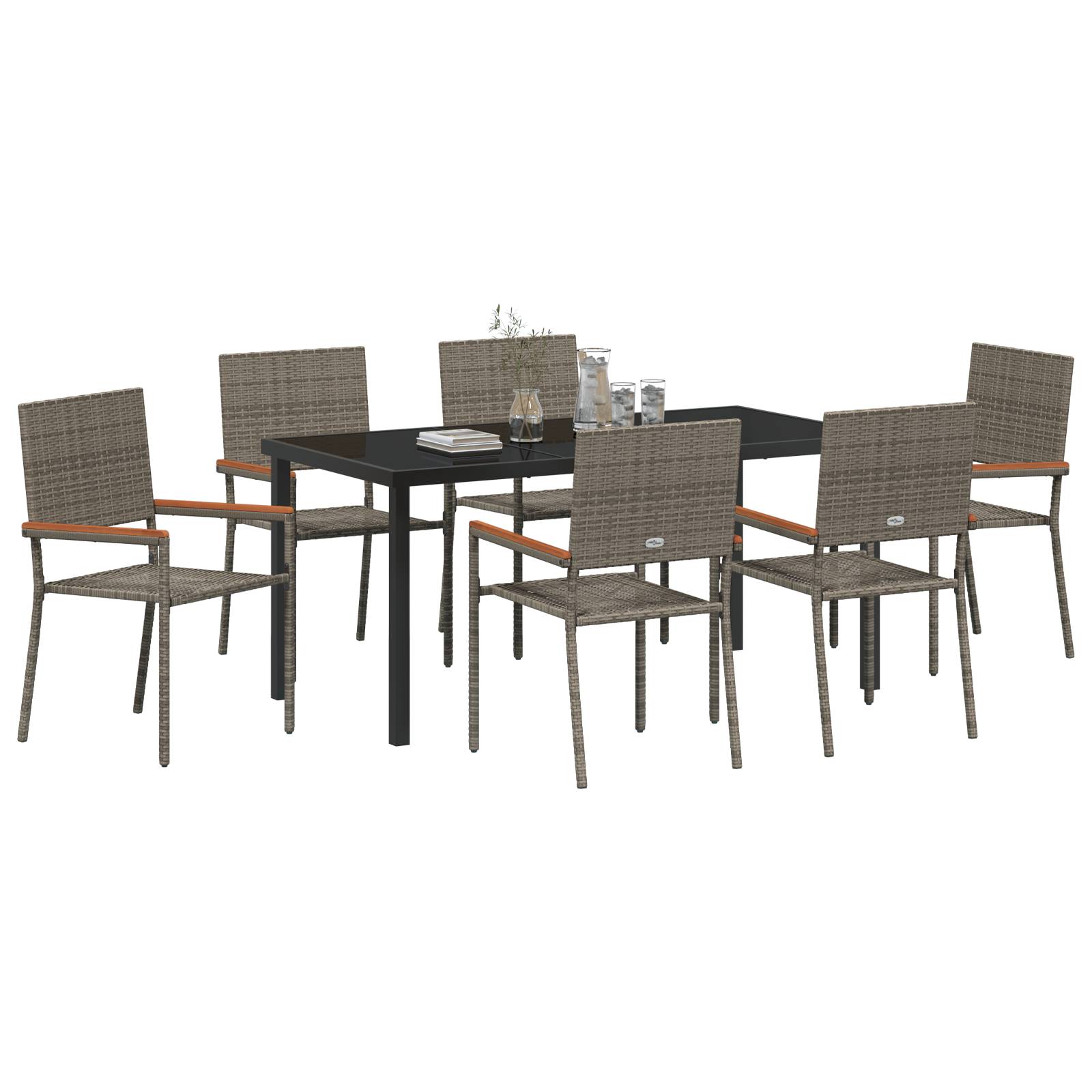 vidaXL 7-teiliges Garten Essset Grau Poly Rattan