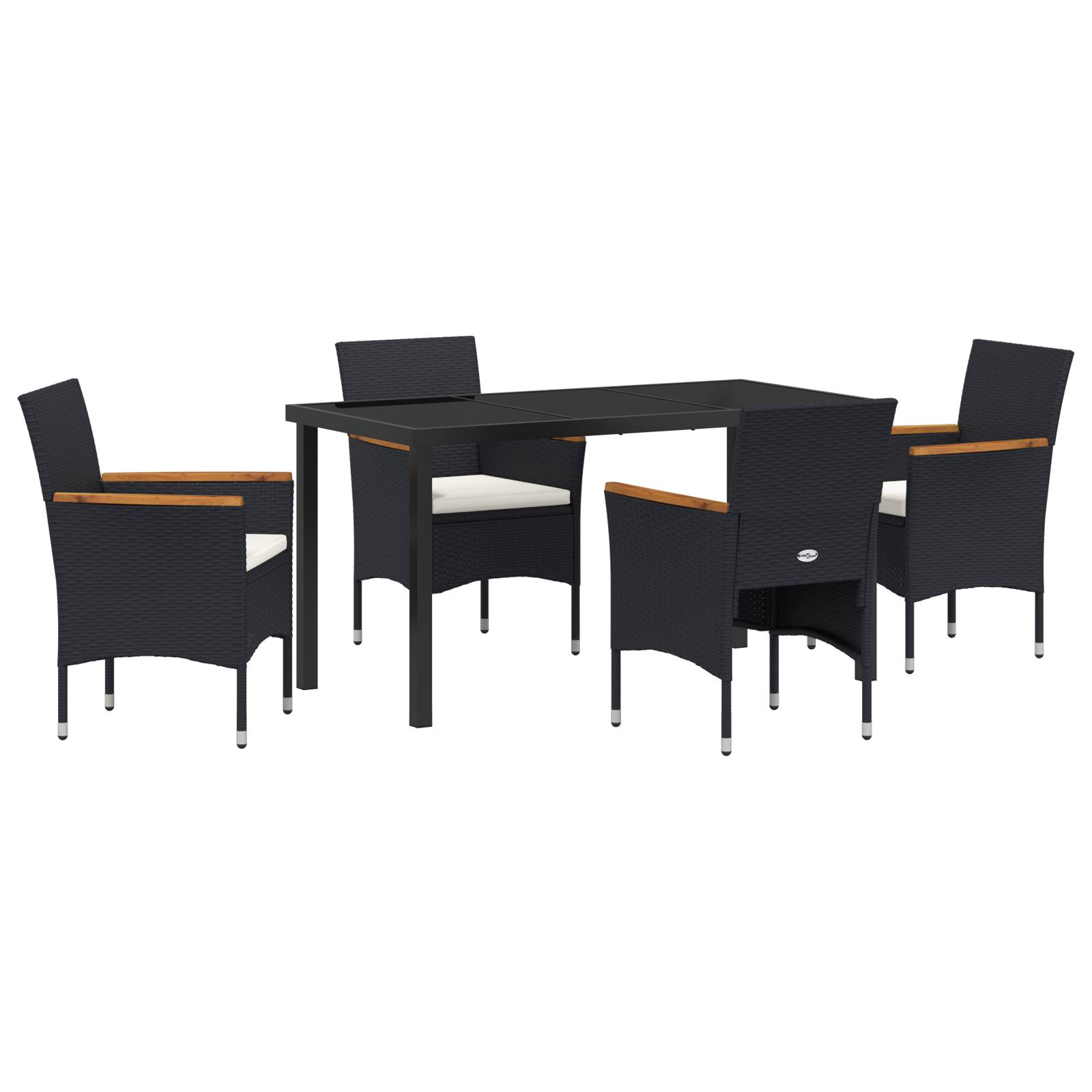 vidaXL 5-teiliges Garten-Ess-Set Schwarz Poly-Rattan