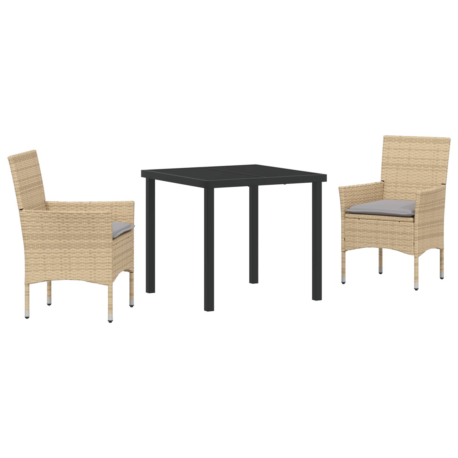 vidaXL 3-Teiliges Garten Essset mit Kissen Beige Poly-Rattan