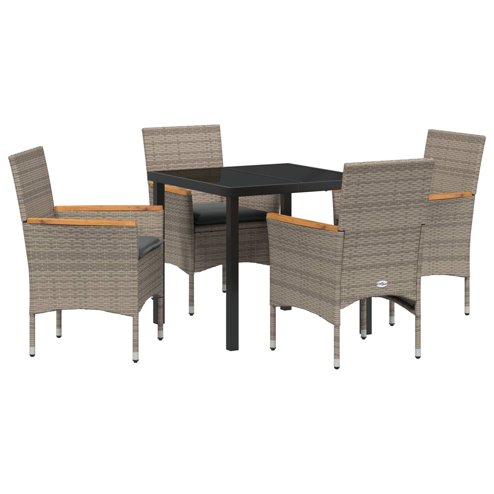 vidaXL 5-teiliges Garten Essen Set mit Kissen Grau Poly-Rattan
