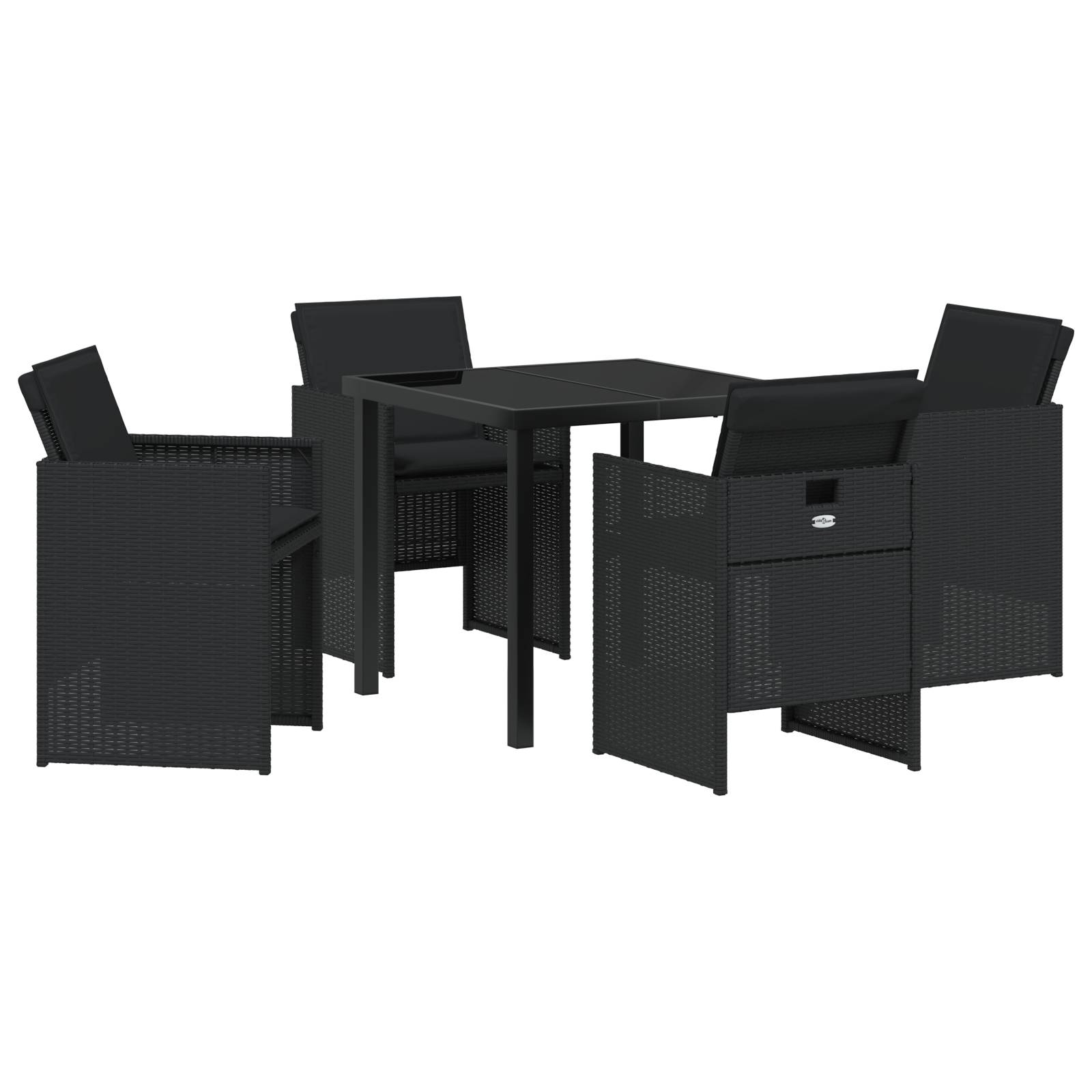 vidaXL 5-teiliges Garten-Essset mit Kissen Schwarz Poly-Rattan
