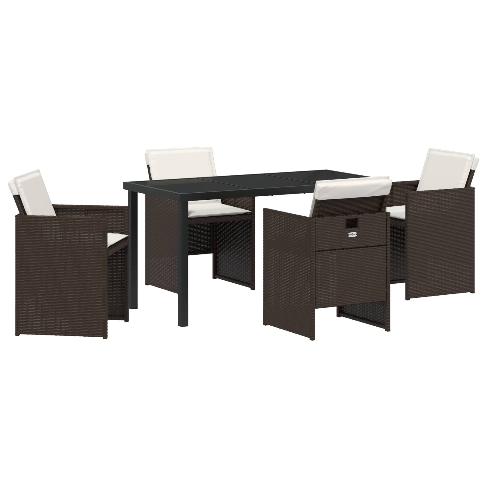 vidaXL 5-teiliges Garten-Essset mit Kissen Braun Poly-Rattan