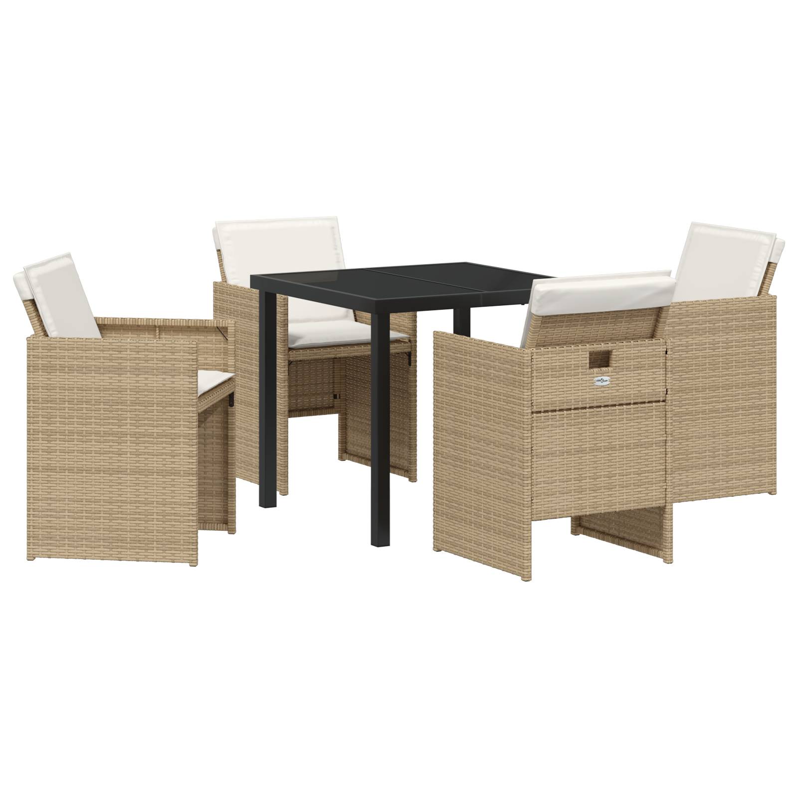 vidaXL 5-teiliges Garten Essset mit Kissen Beige Poly-Rattan