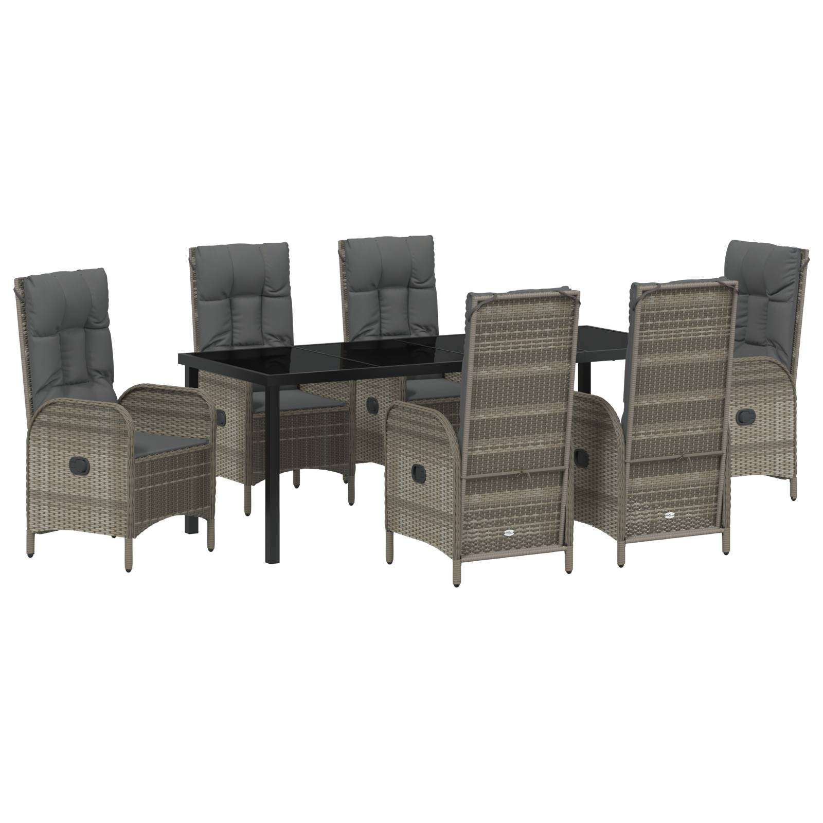 vidaXL 7-teiliges Garten-Essenset Grau Poly-Rattan