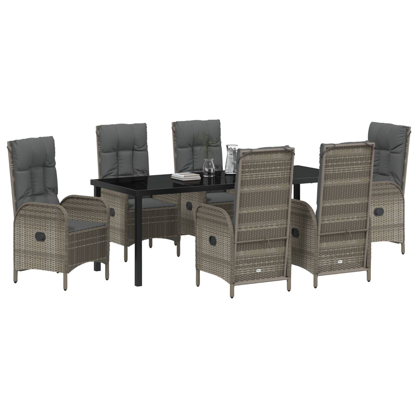 vidaXL 7-teiliges Garten-Essenset Grau Poly-Rattan