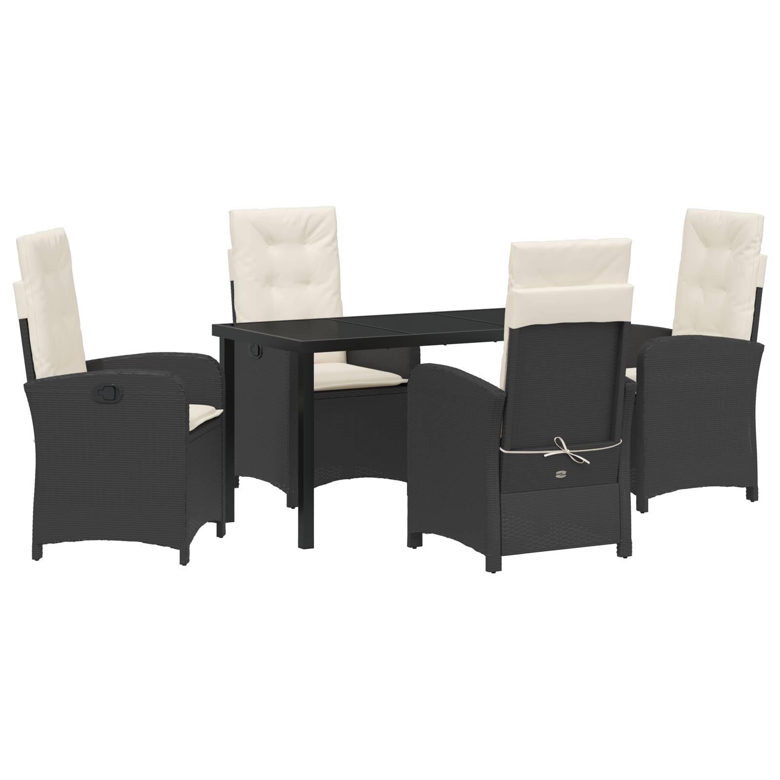 vidaXL 5-teiliges Gartenset mit Kissen in Schwarz Poly-Rattan