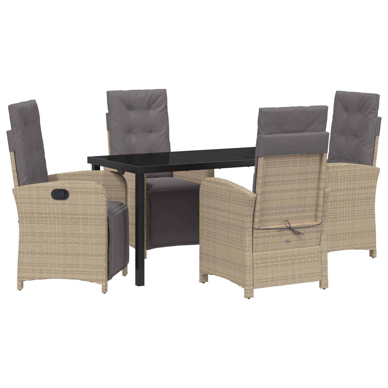 vidaXL 5-teiliges Garten Essgruppe mit Kissen Beige Poly Rattan
