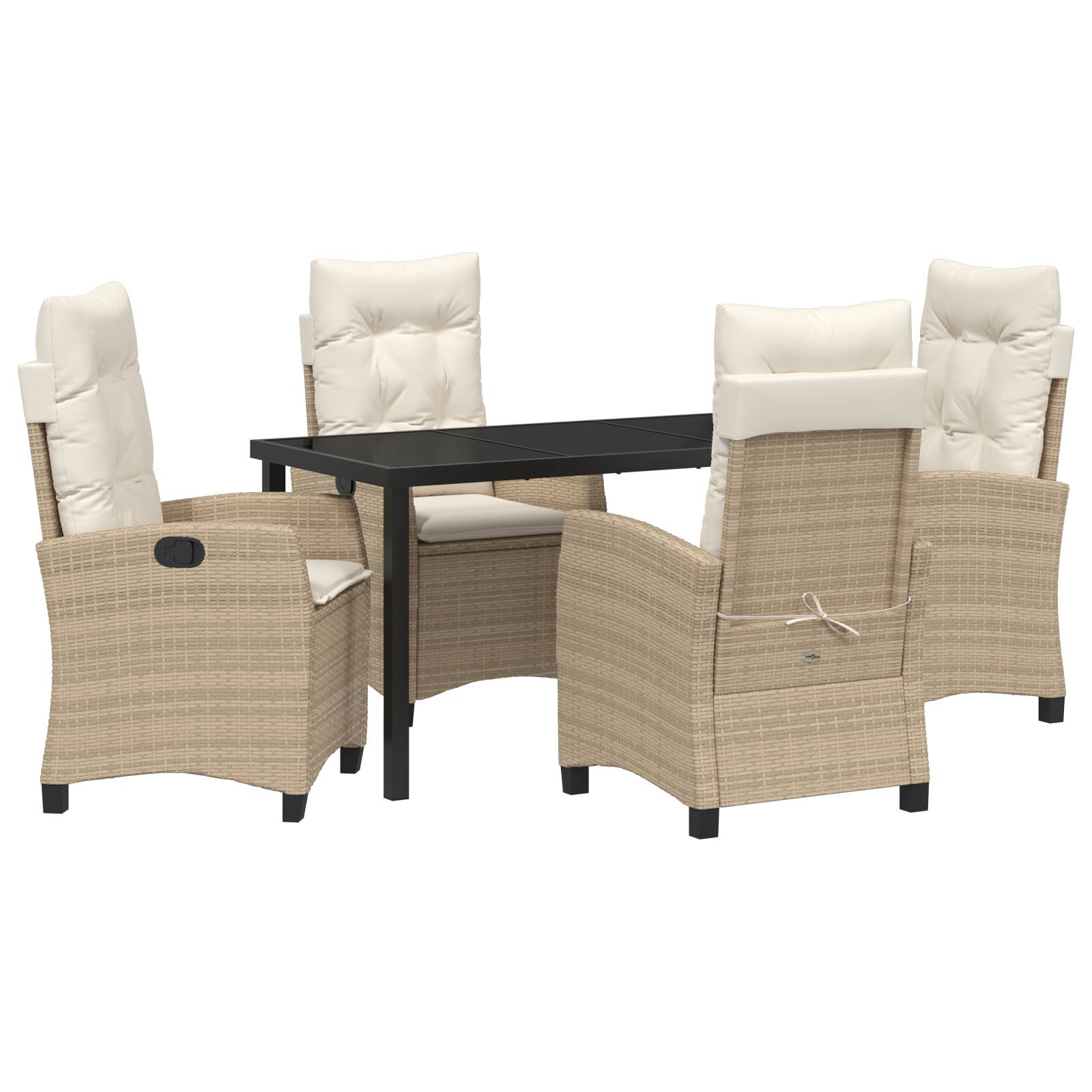 vidaXL 5-teiliges Garten-Essgruppen-Set mit Kissen - Beiger Poly-Rattan