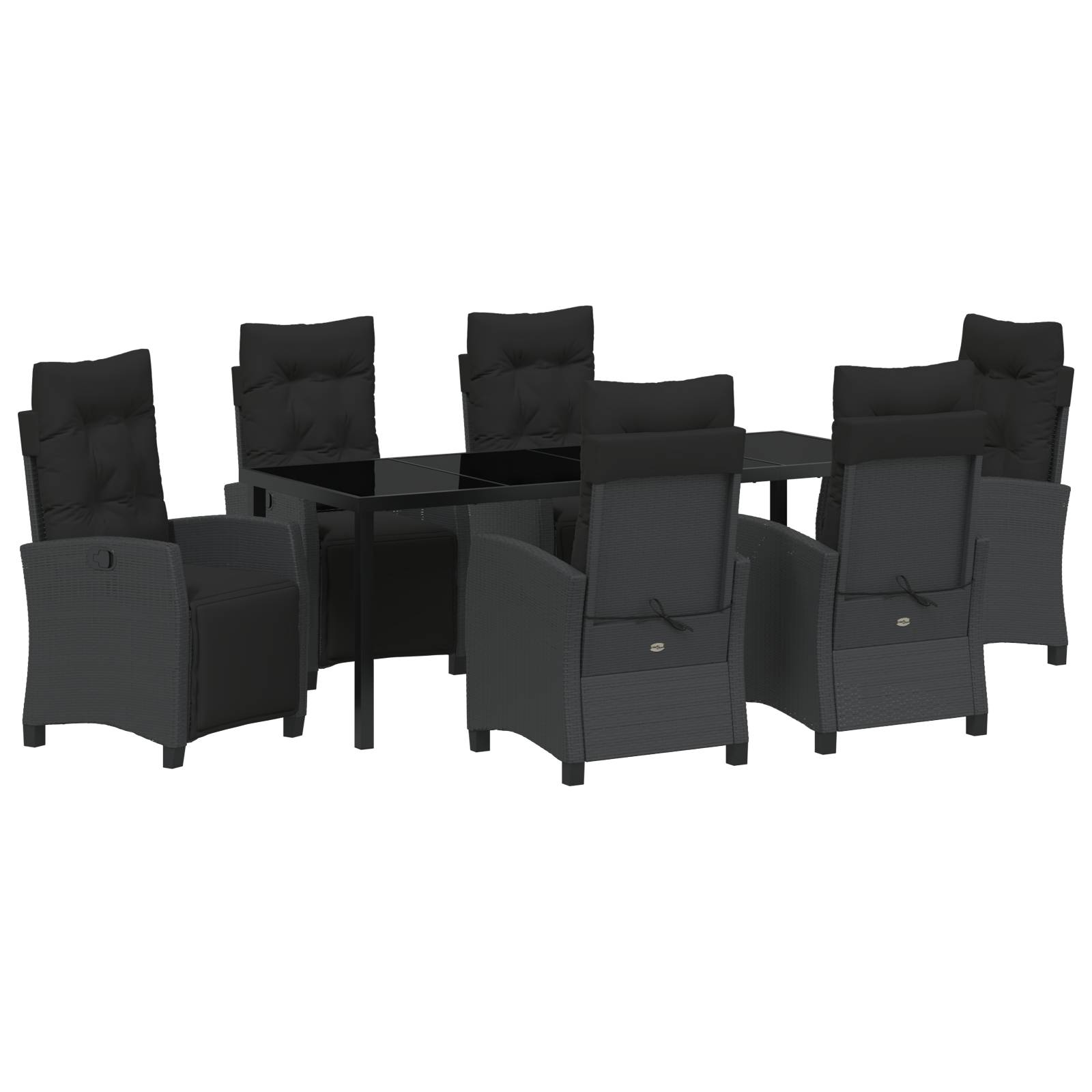 vidaXL 7-tlg. Garten-Essgruppe Schwarz Poly Rattan