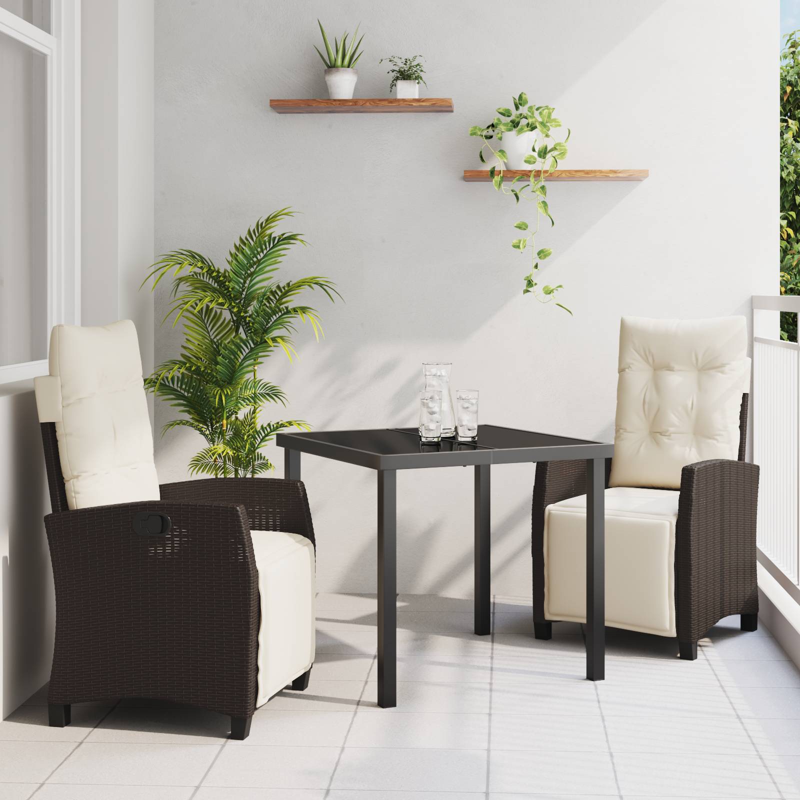 vidaXL 3-tlg. Garten-Essgruppe Braun Poly Rattan