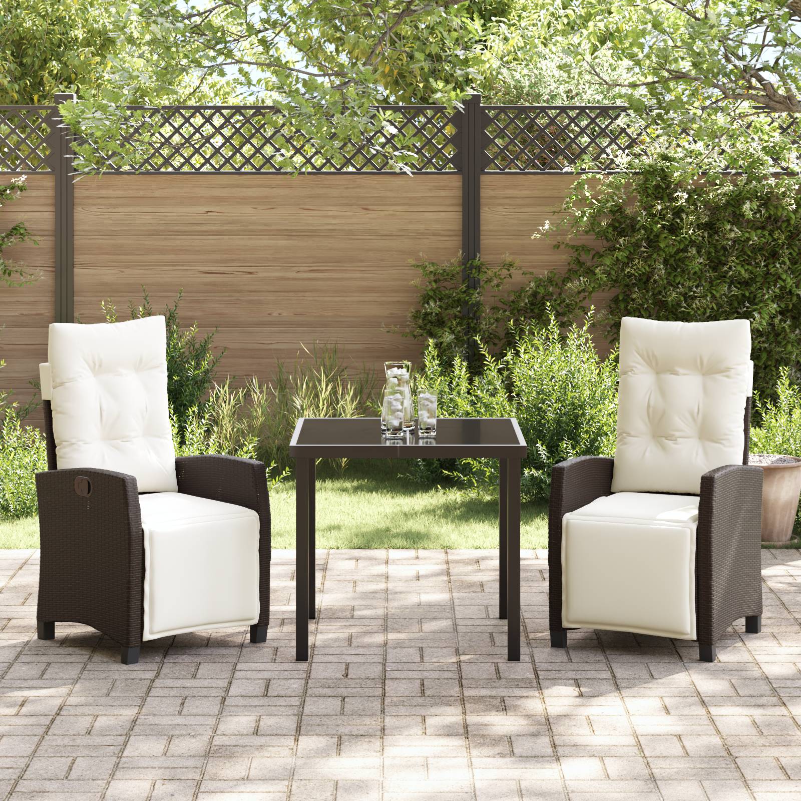 vidaXL 3-tlg. Garten-Essgruppe Braun Poly Rattan