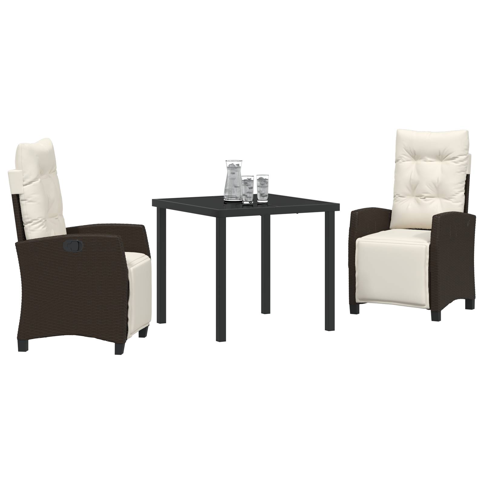 vidaXL 3-tlg. Garten-Essgruppe Braun Poly Rattan