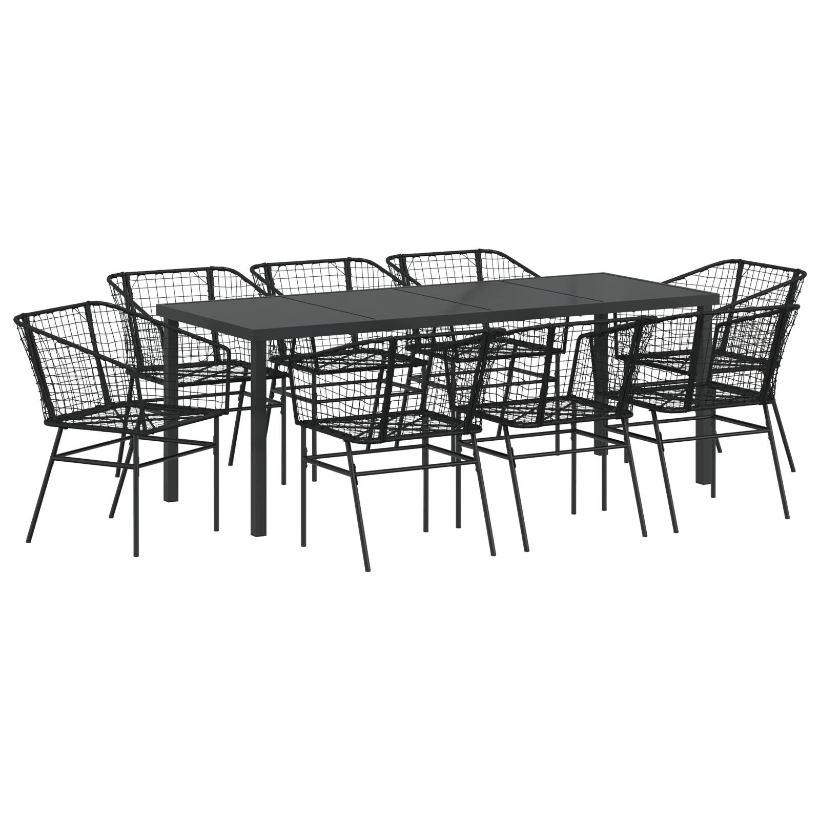 vidaXL 9-teiliges Garten-Essset Schwarzes Poly-Rattan