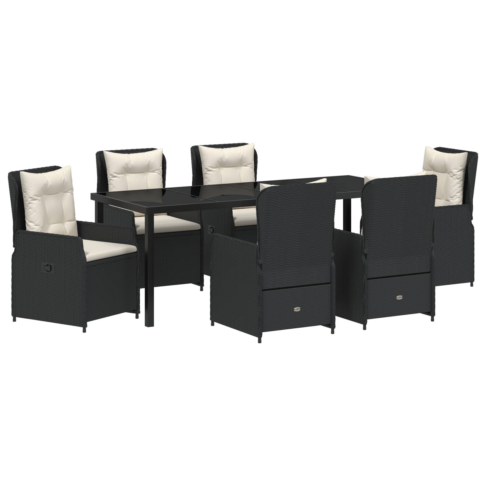 vidaXL 7-teiliges Garten Essset Schwarzes Poly Rattan