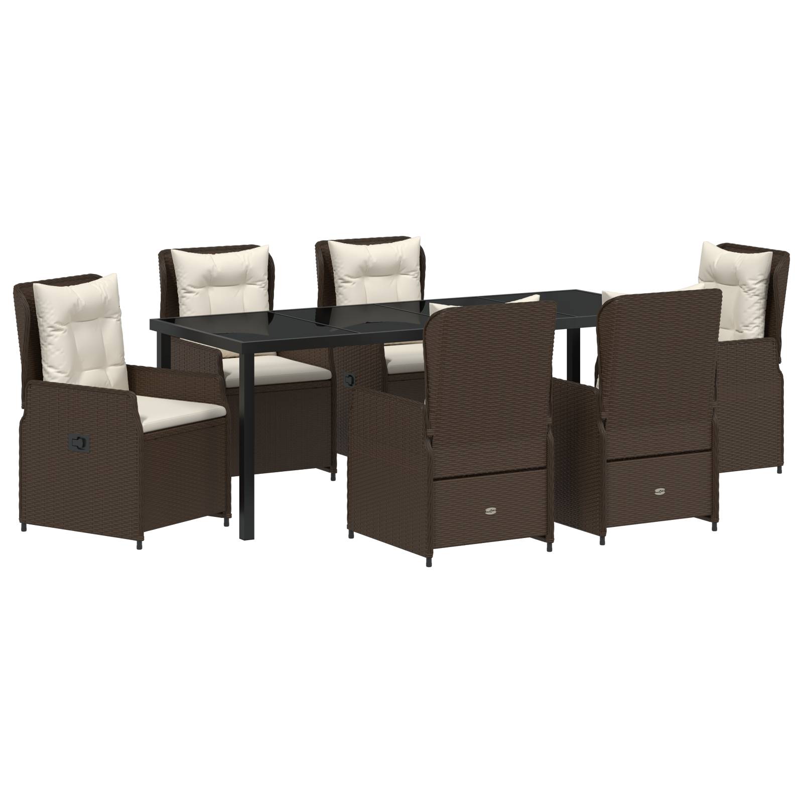 vidaXL 7 teiliges Garten Essset Braun Poly Rattan