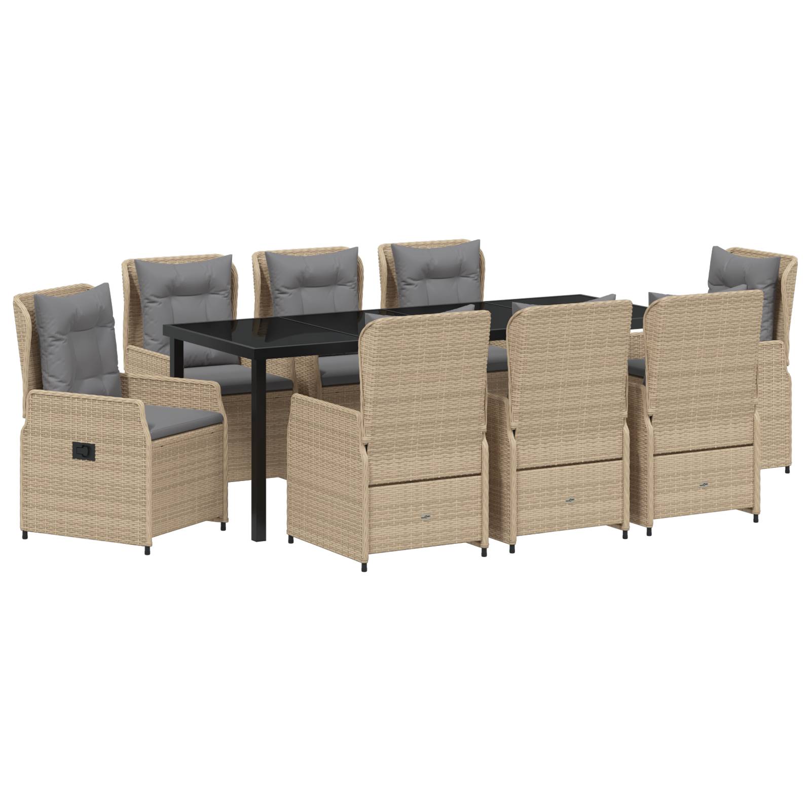 vidaXL 9-teiliges Garten Esstisch Set Beige Poly Rattan