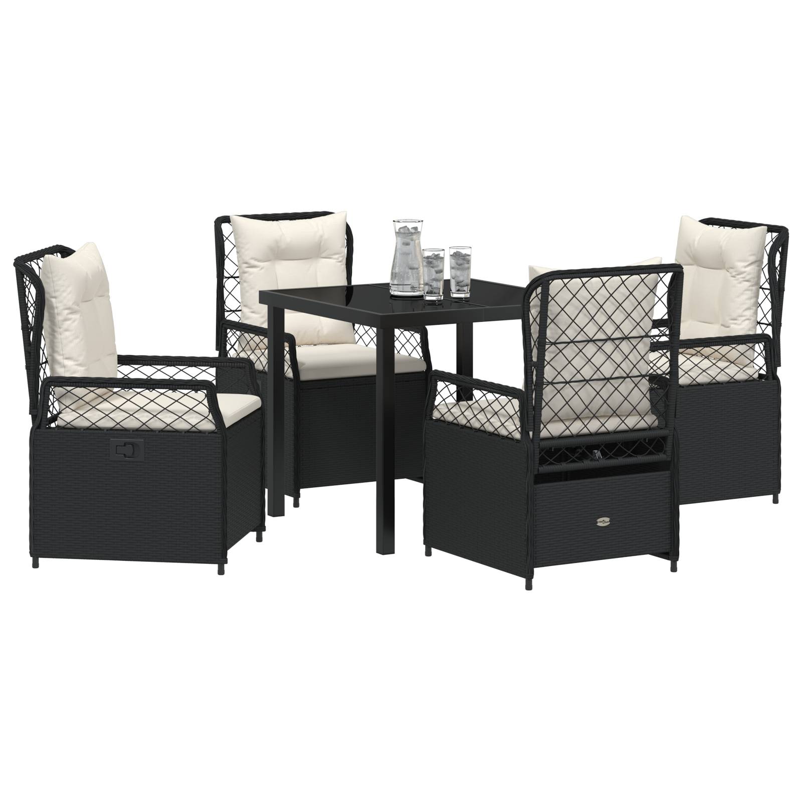 vidaXL 5-teiliges Garten-Dining-Set Schwarz Poly-Rattan