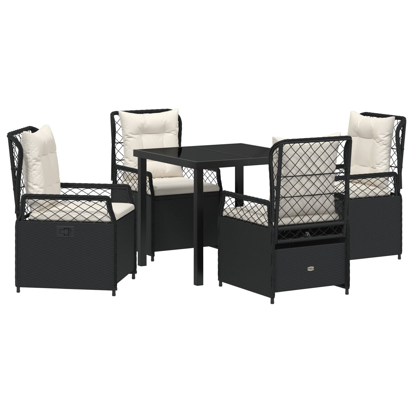 vidaXL 5-teiliges Garten-Dining-Set Schwarz Poly-Rattan