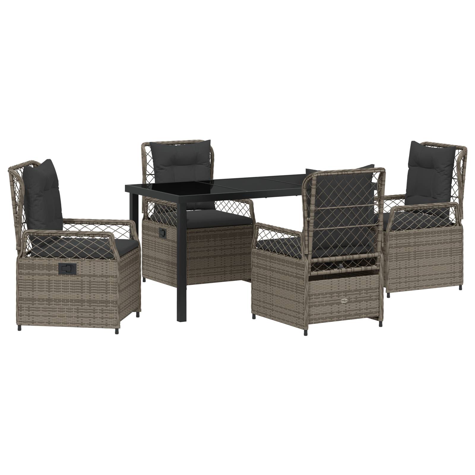 vidaXL 5-teiliges Garten-Ess-Set Grau Poly-Rattan