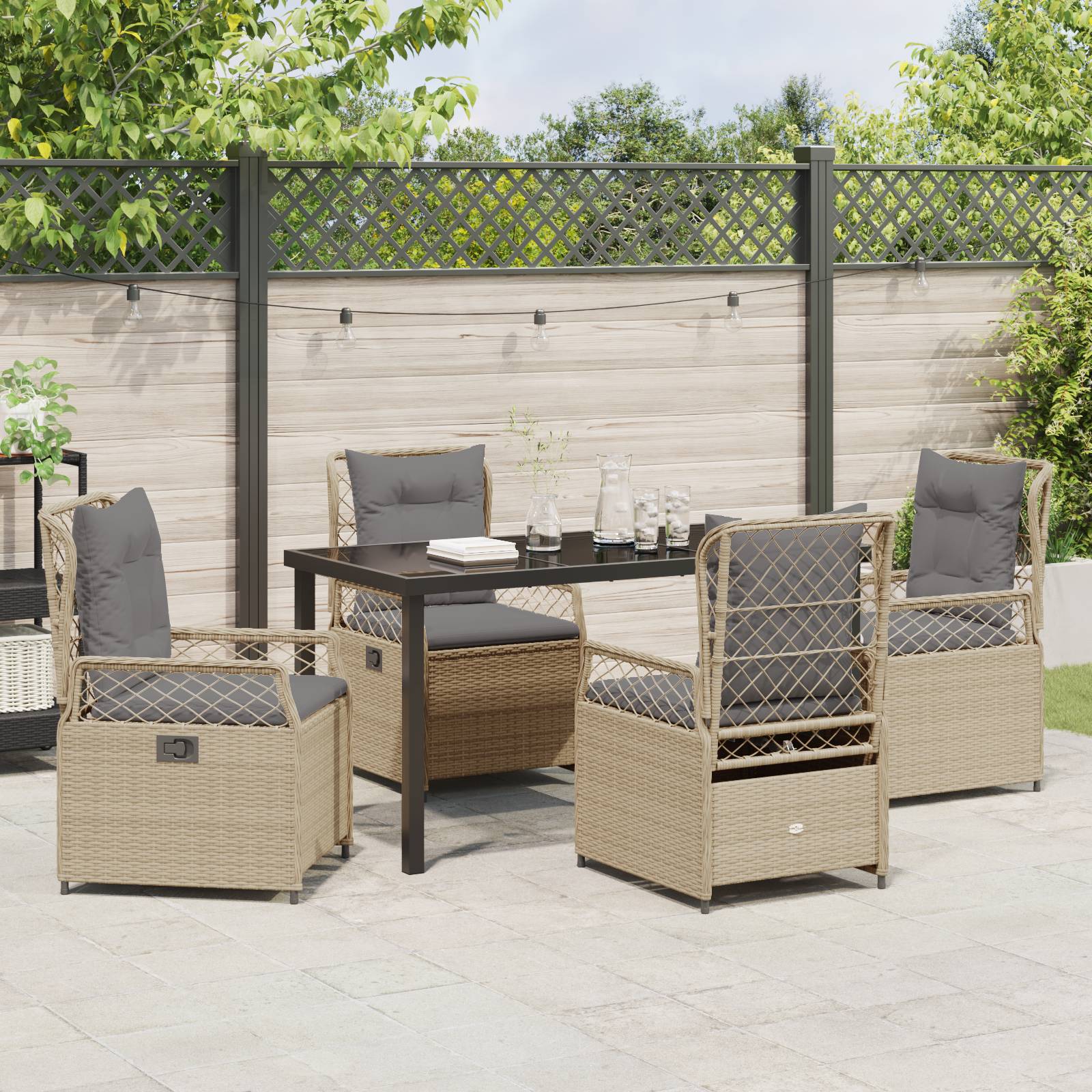 vidaXL 5-teiliges Garten-Dining-Set Beige Poly-Rattan