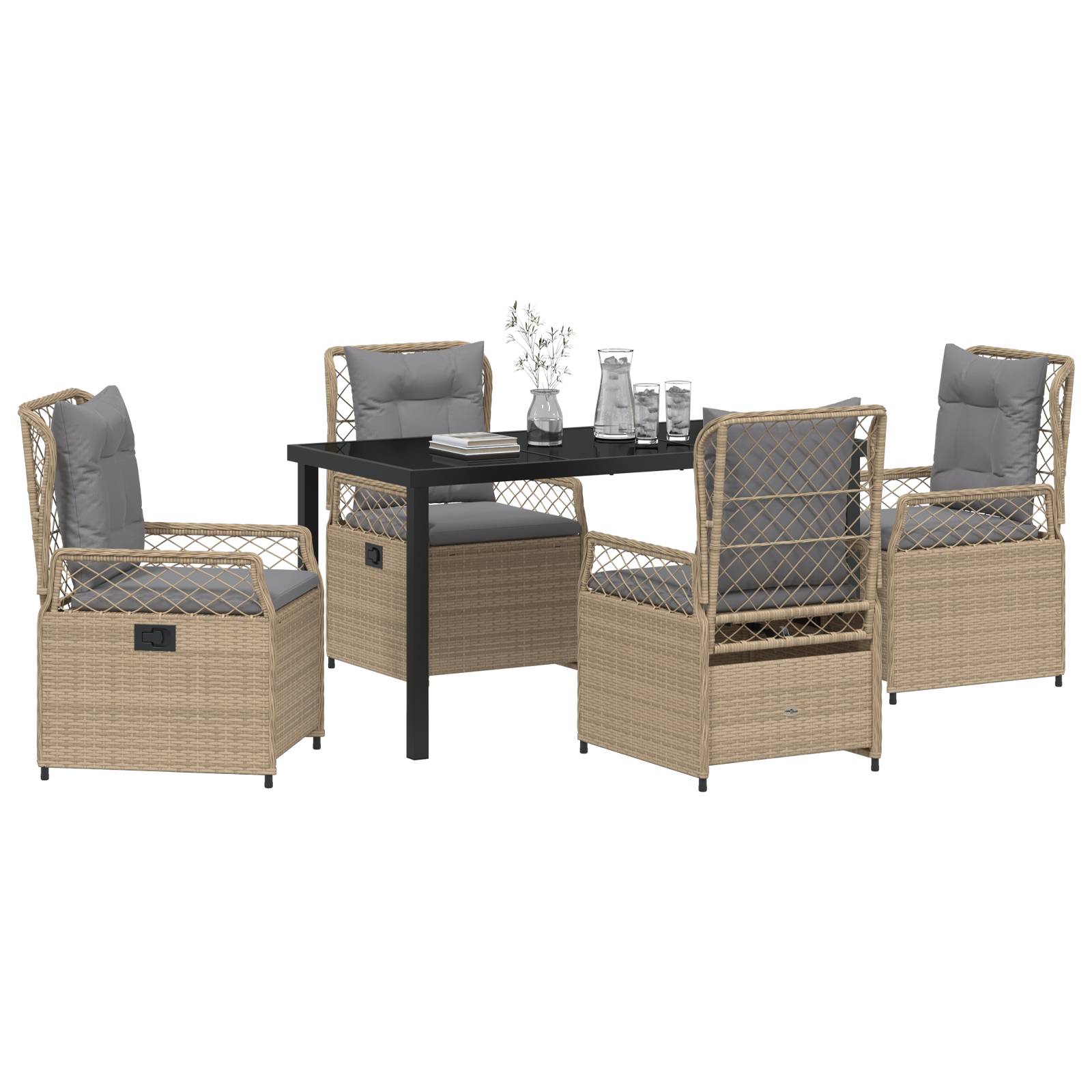 vidaXL 5-teiliges Garten-Dining-Set Beige Poly-Rattan