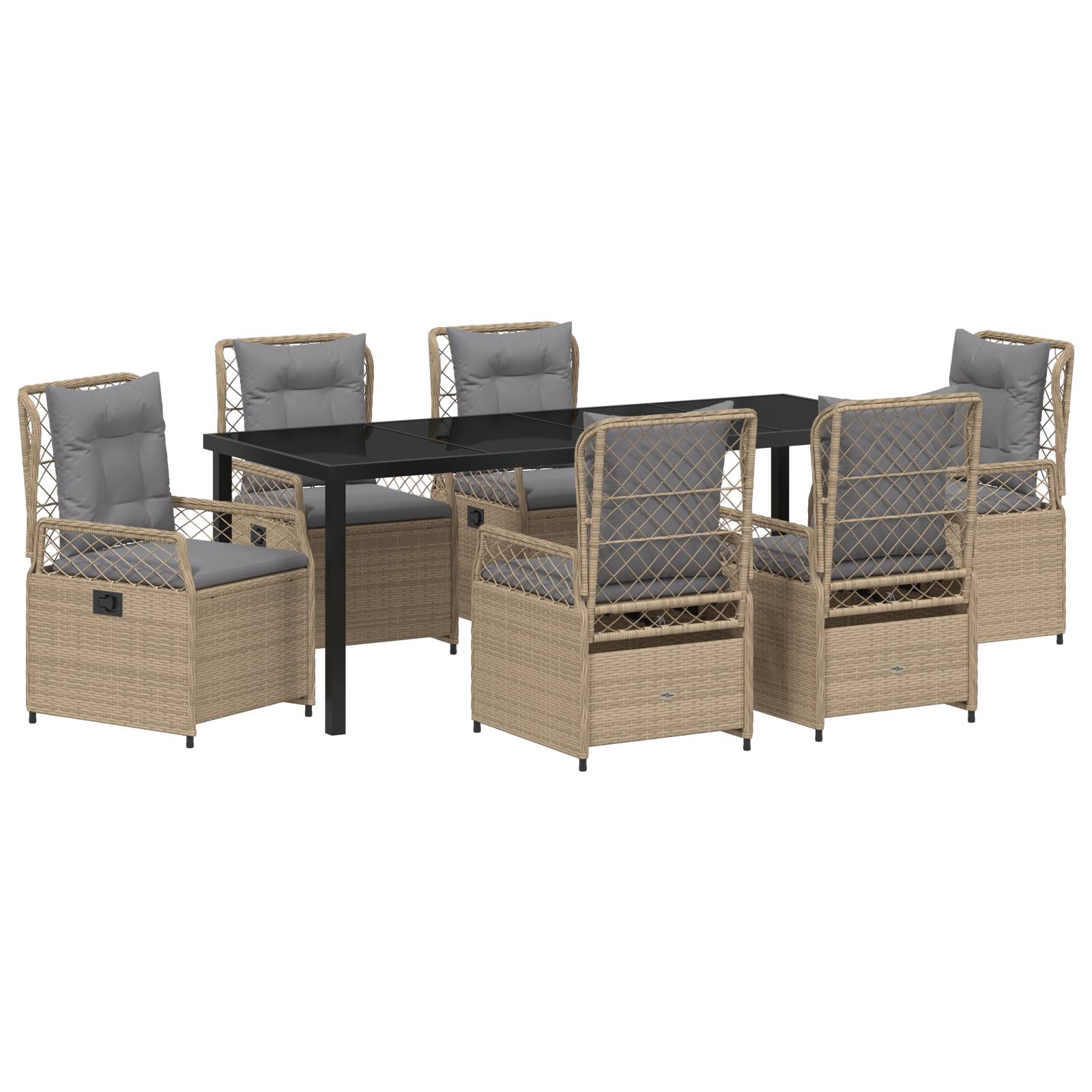 vidaXL 7-teiliges Garten-Esstischset Beige Poly-Rattan