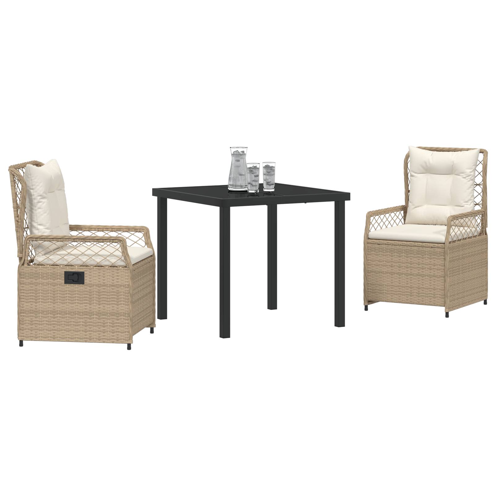 vidaXL 3-teiliges Garten-Ess-Set Beige Poly-Rattan