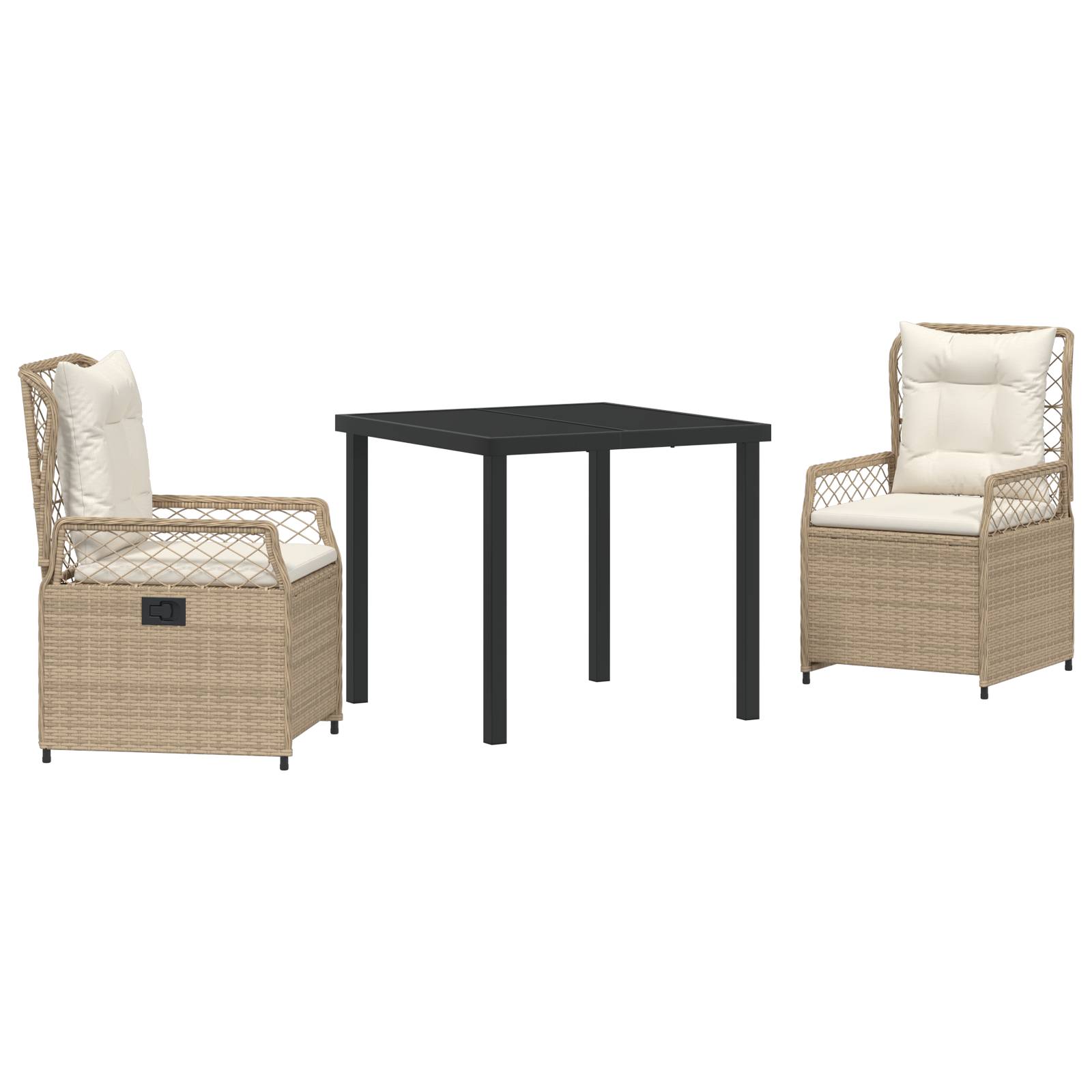 vidaXL 3-teiliges Garten-Ess-Set Beige Poly-Rattan